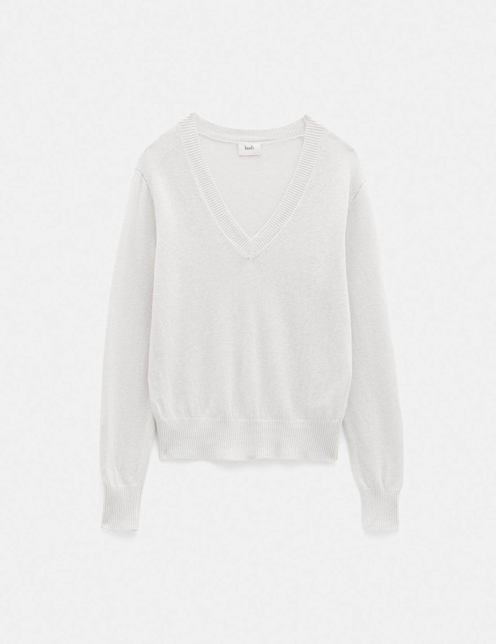Linen Blend V-Neck Jumper - image 1