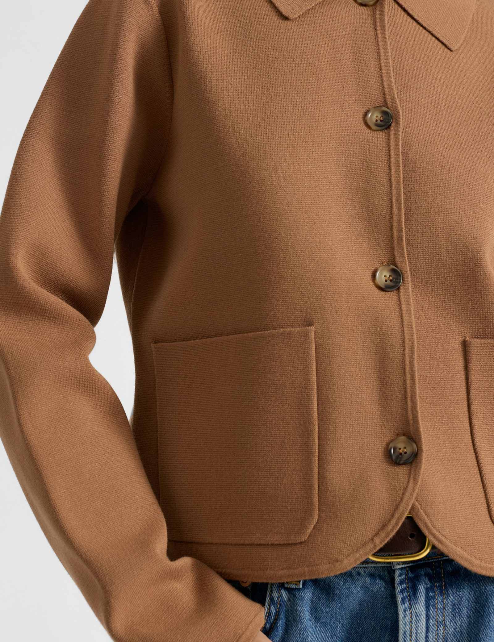 Collared Short Knitted Jacket - image 3