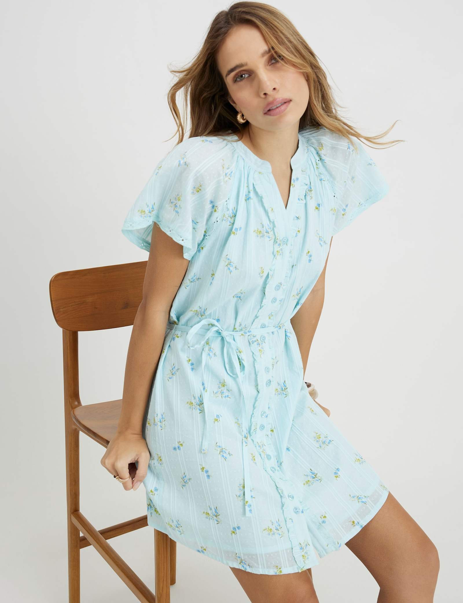Pure Cotton Ditsy Floral V-Neck Mini Dress - image 4