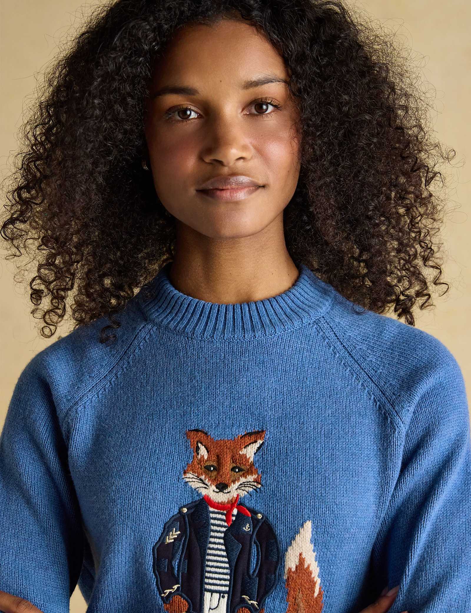 Cotton Rich Intarsia Fox Jumper with Wool - image 4