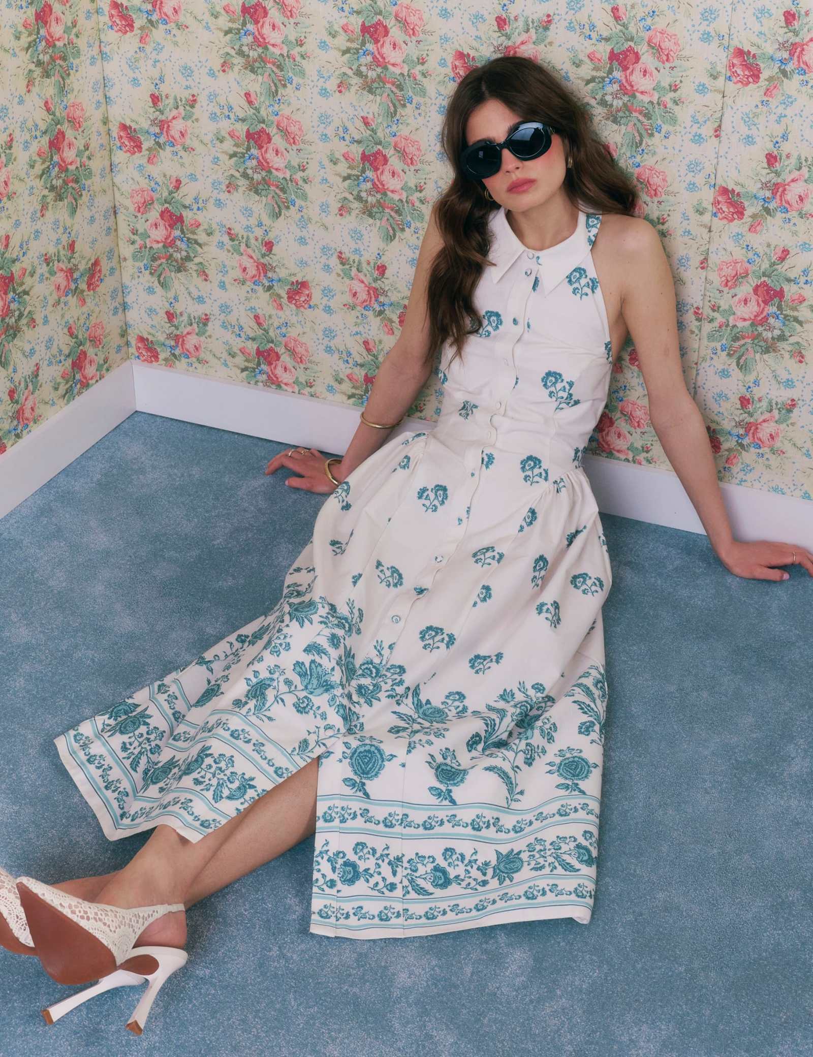 Floral Halter Neck Midaxi Shirt Dress - image 4