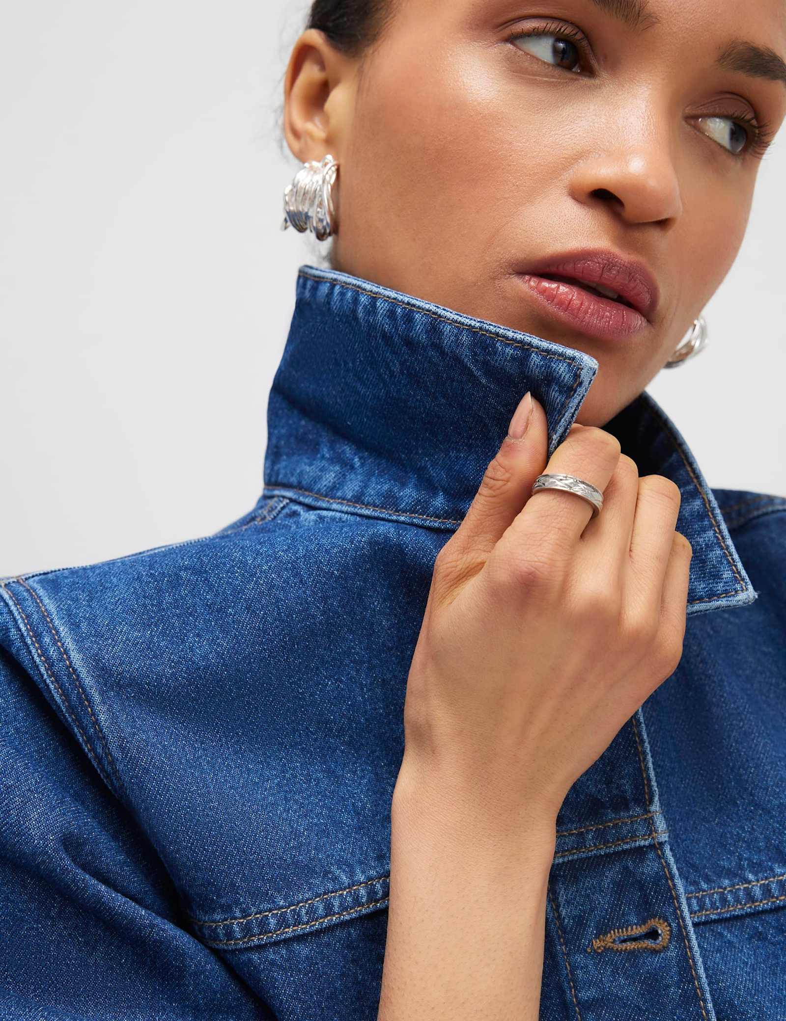 Denim Button Through Mini Shirt Dress - image 2