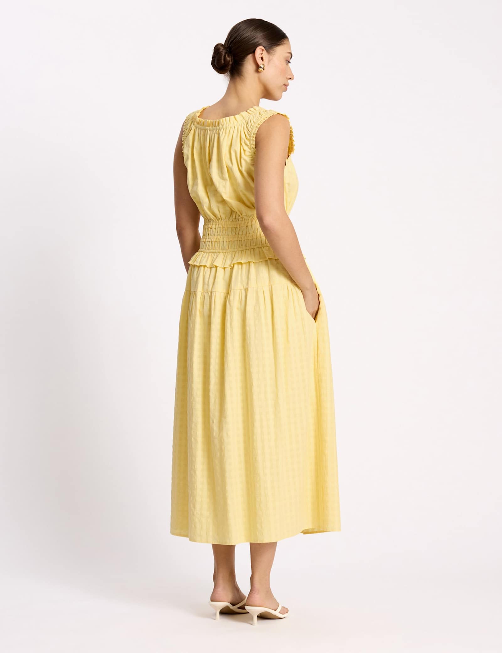 Pure Cotton Seersucker Square Neck Dress - image 4