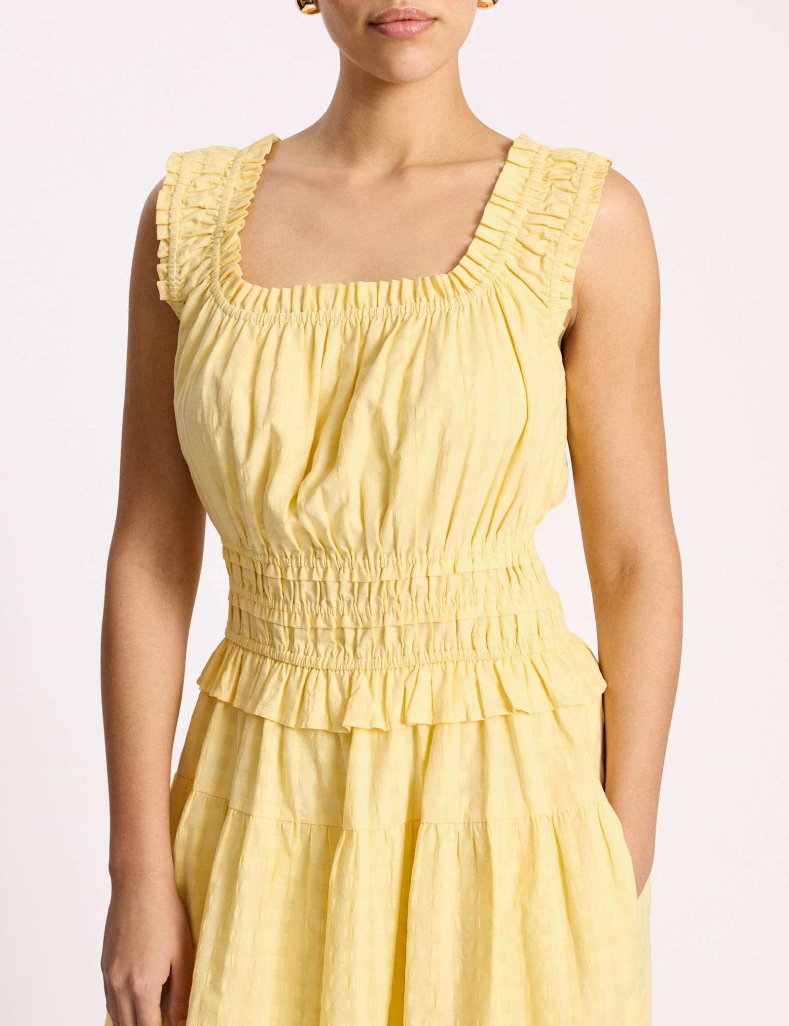 Pure Cotton Seersucker Square Neck Dress - image 3
