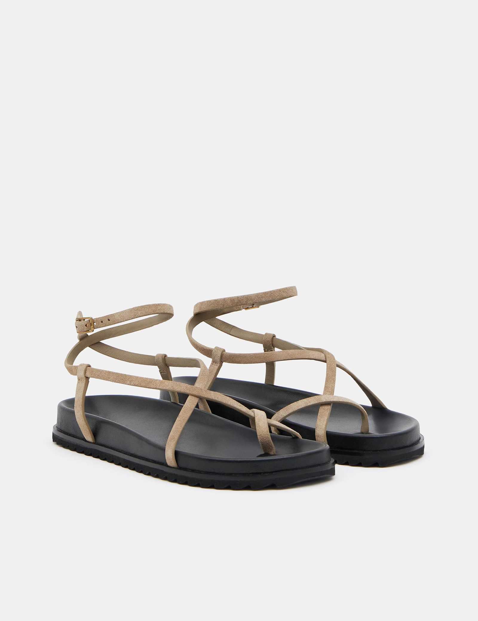Suede Buckle Strappy Flat Sandals - image 3