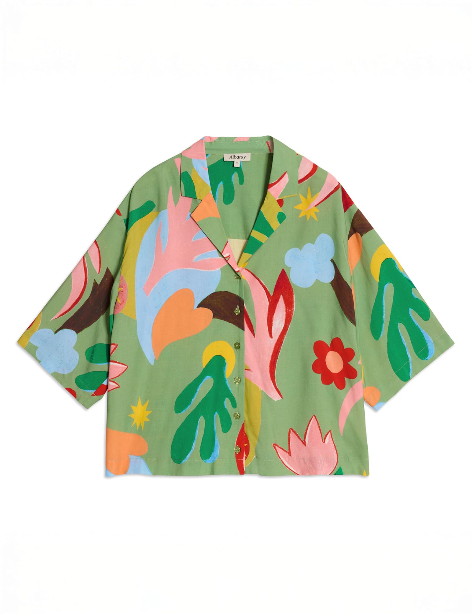 Tropical Print Collared Shirt - image 1