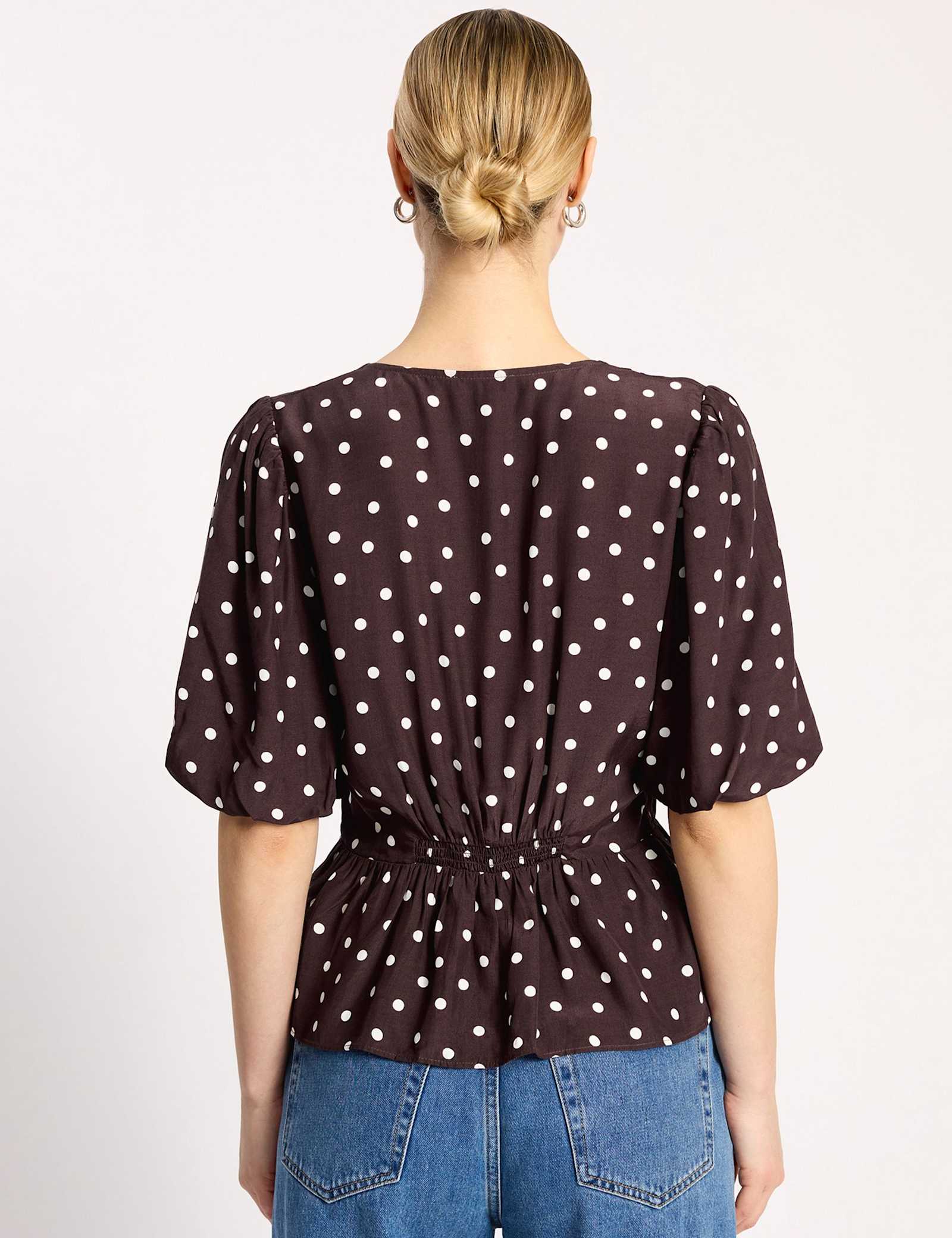 Polka Dot V-Neck Top - image 4