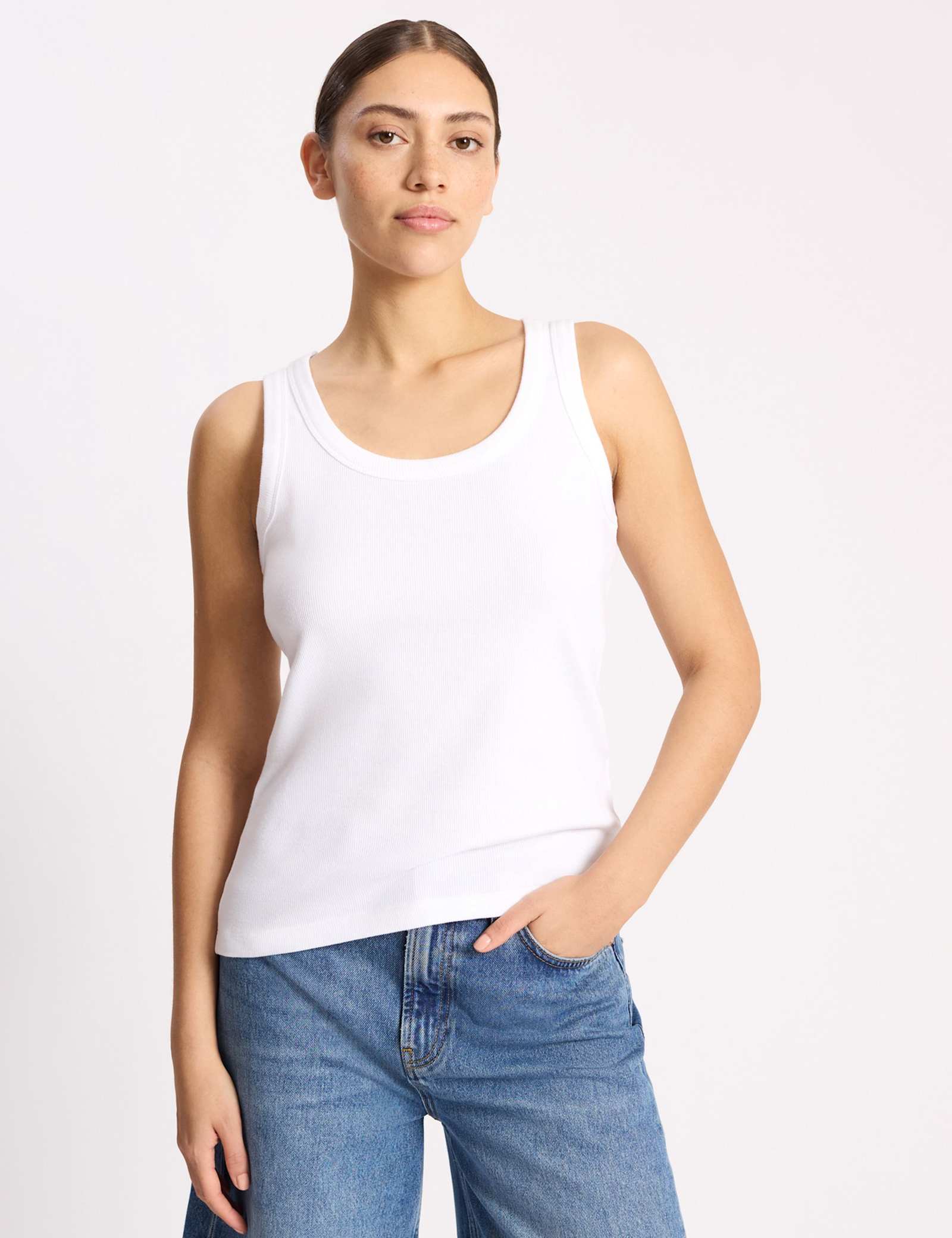 Cotton Rich Ribbed Scoop Neck Vest - image 4