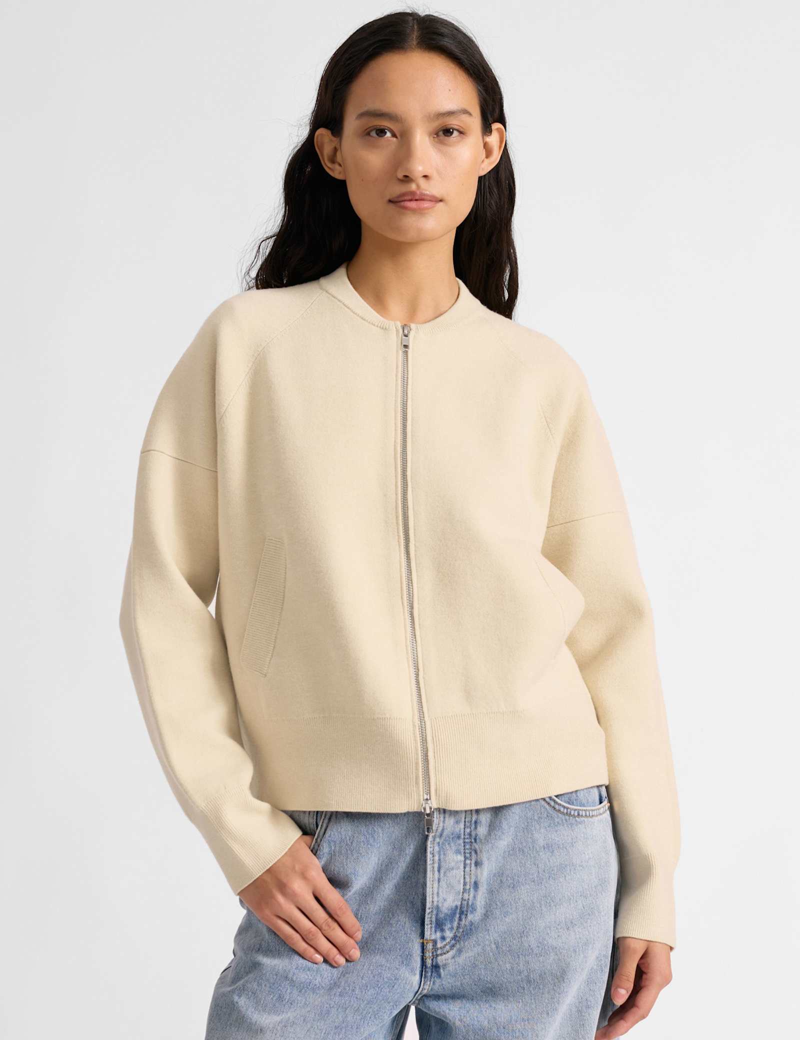 Knitted Bomber Jacket with Wool - image 4