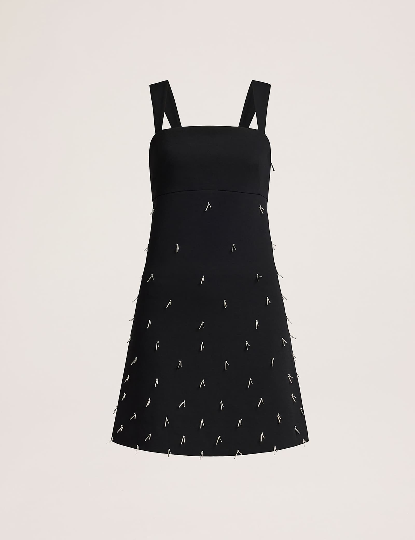 Beaded Square Neck Mini Shift Dress - image 1
