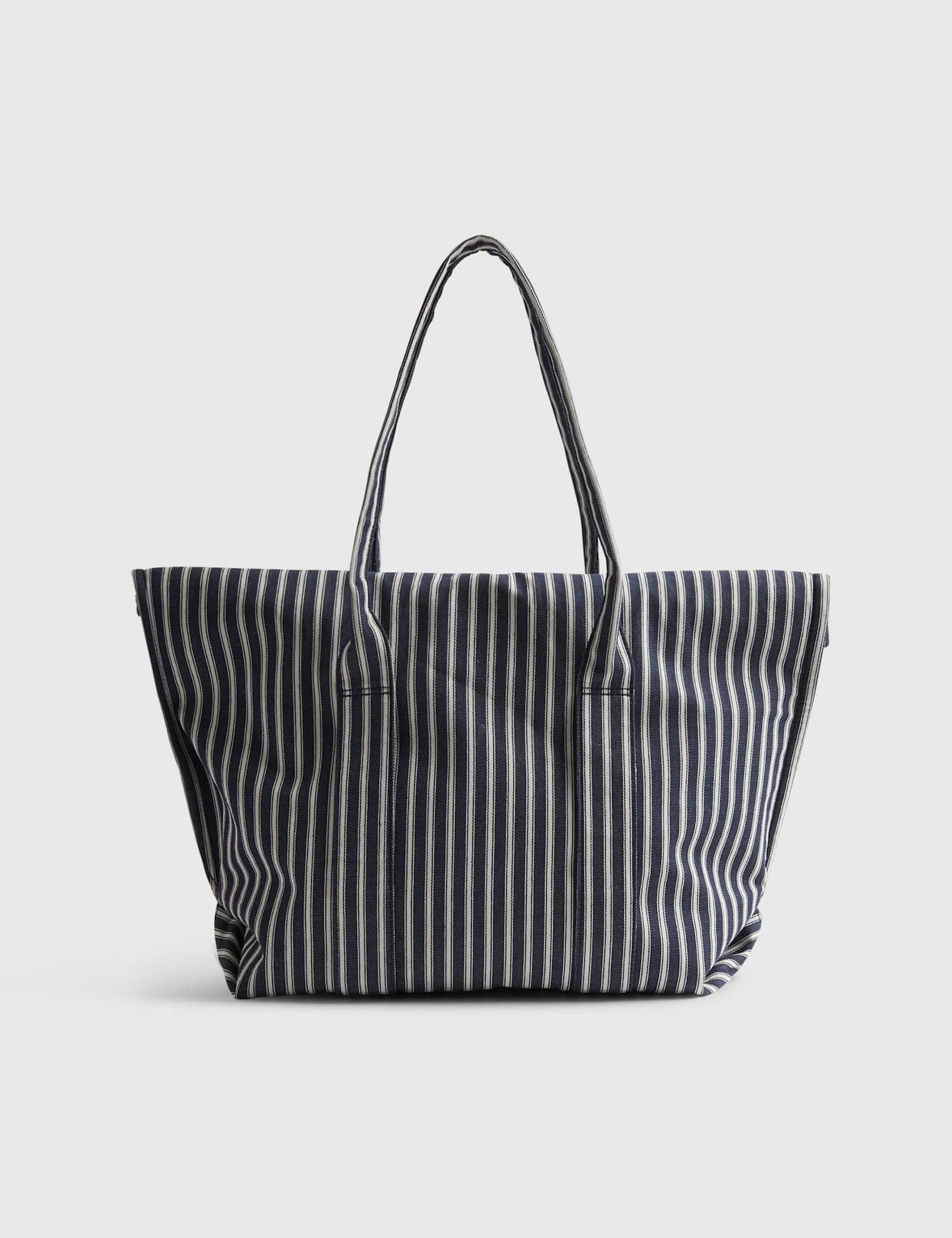 Striped Embroidered Roll Top Tote Bag - image 3