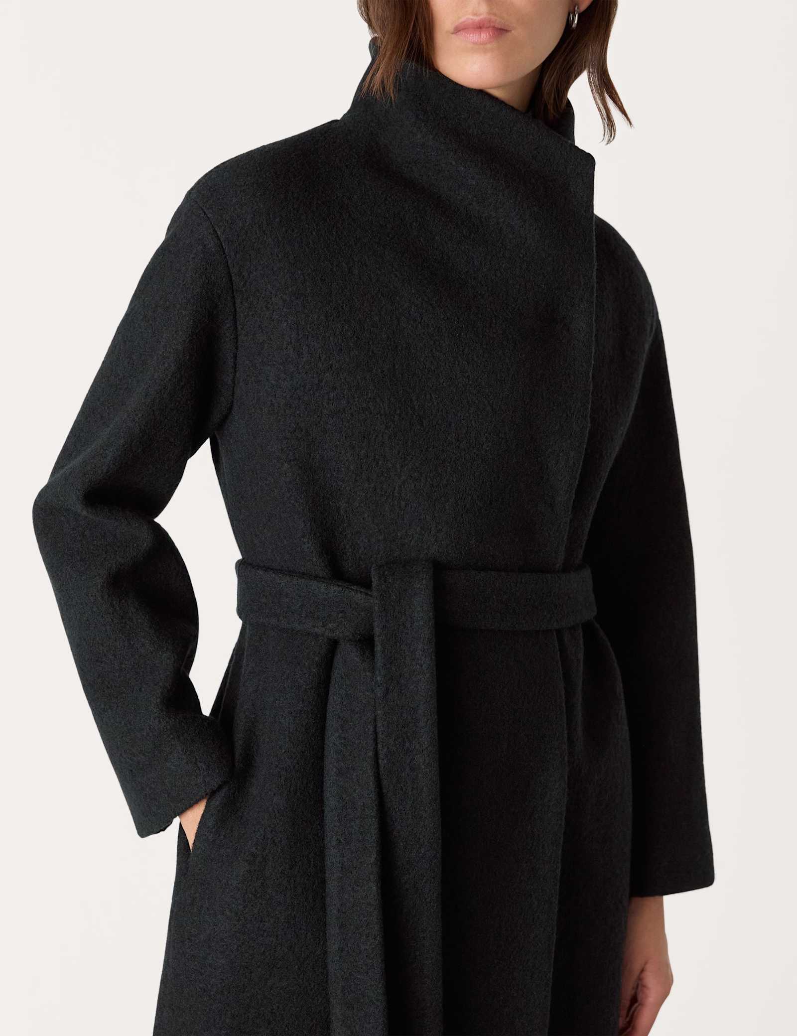 Morgan Pure Wool Belted Funnel Neck Wrap Coat - image 5