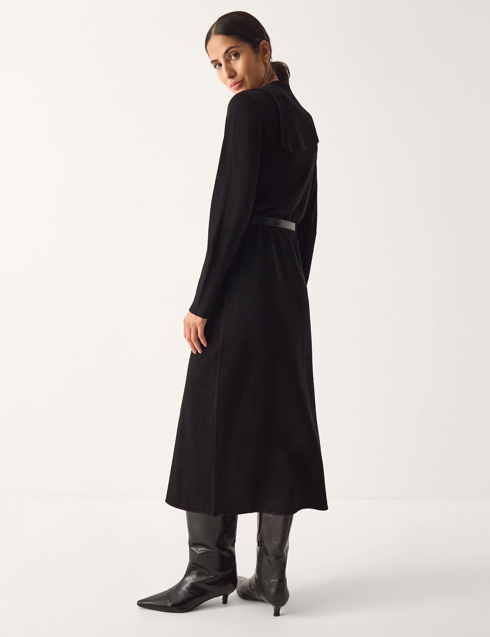 Asymmetric Button Collar Midi Jumper Dress - image 3