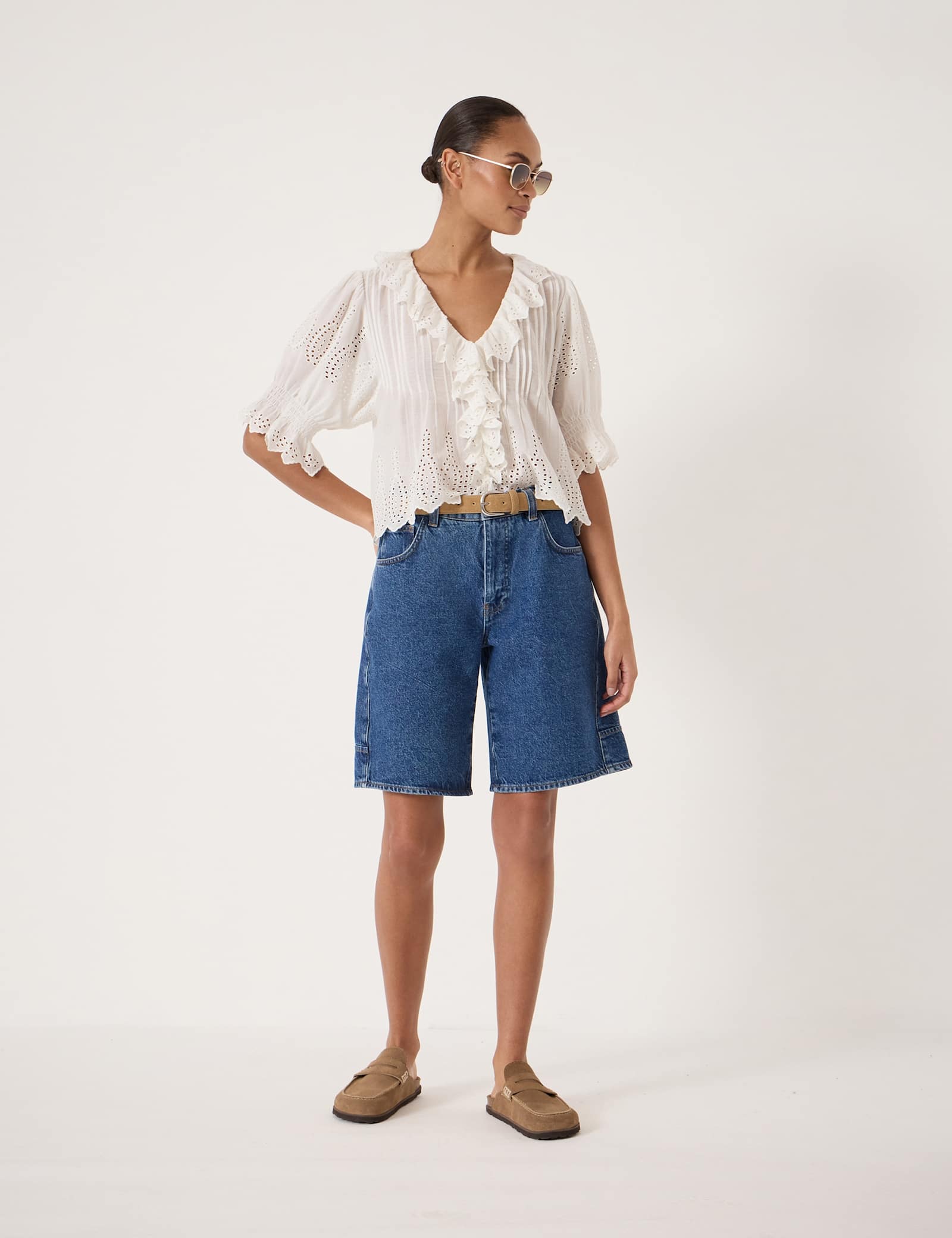 Denim Knee Length Shorts - image 2