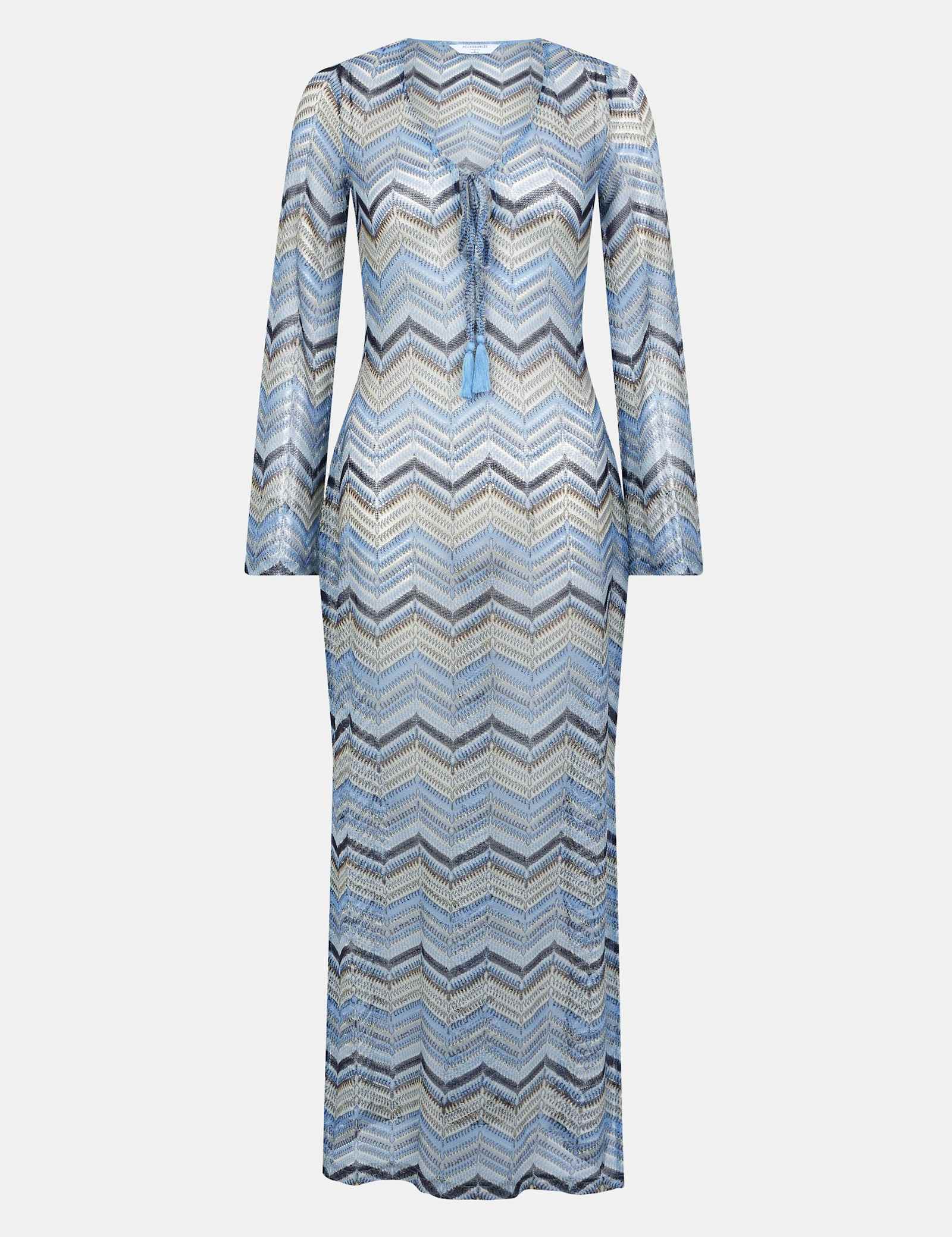 Striped Tie Neck Maxi Beach Dress - image 1