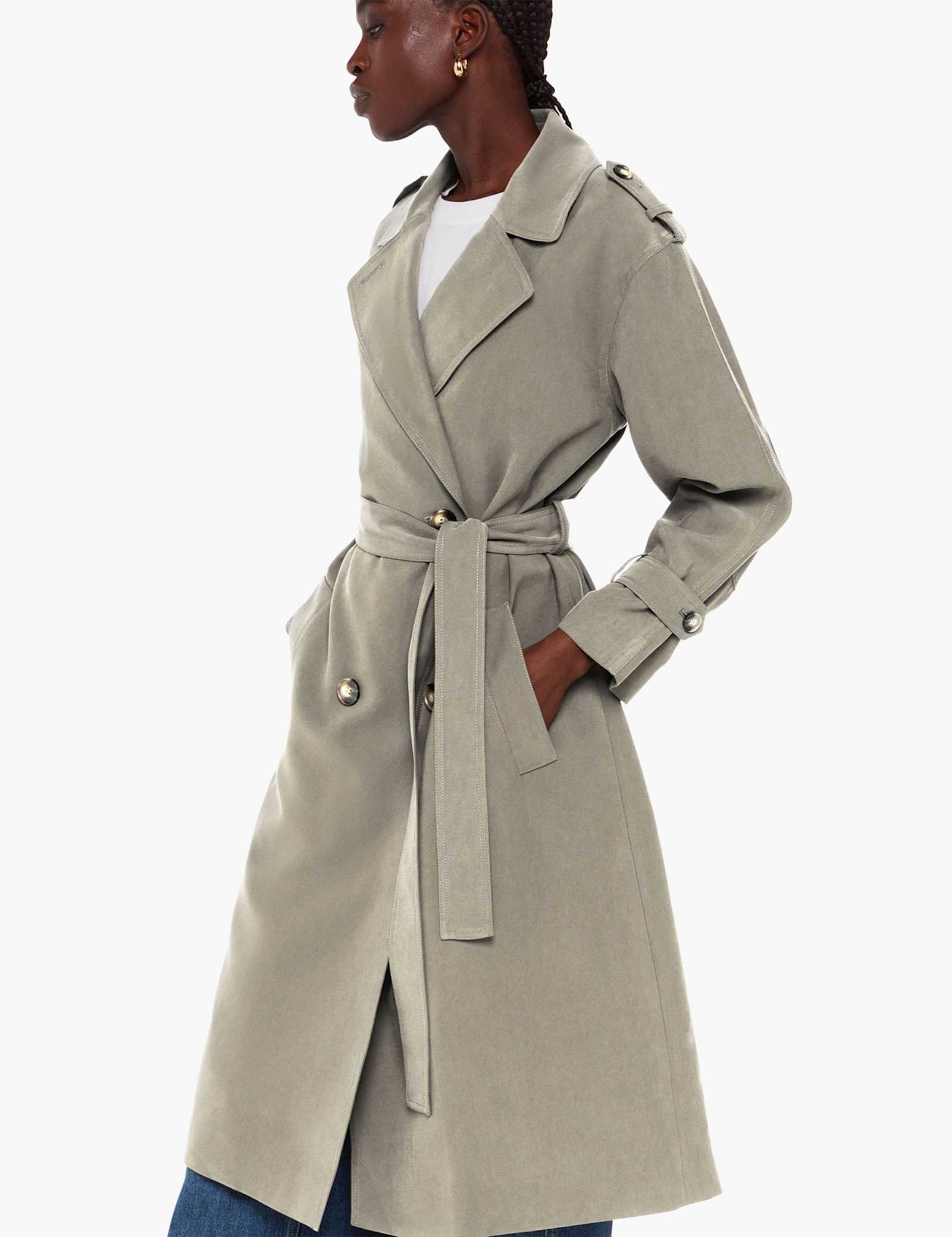 Belted Double Breasted Trench Coat - image 5