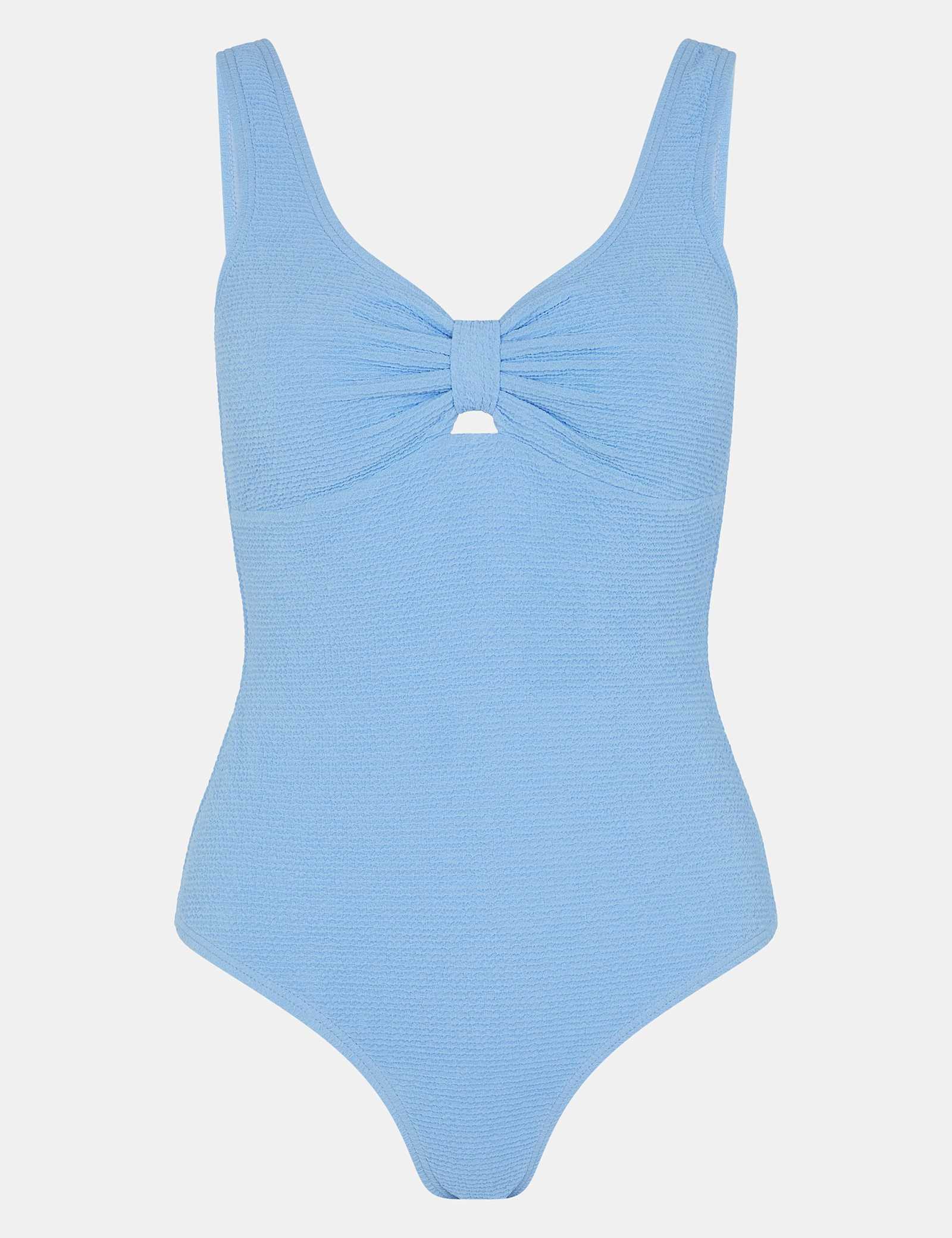 Knot Front Crinkle V-Neck Swimsuit - image 1