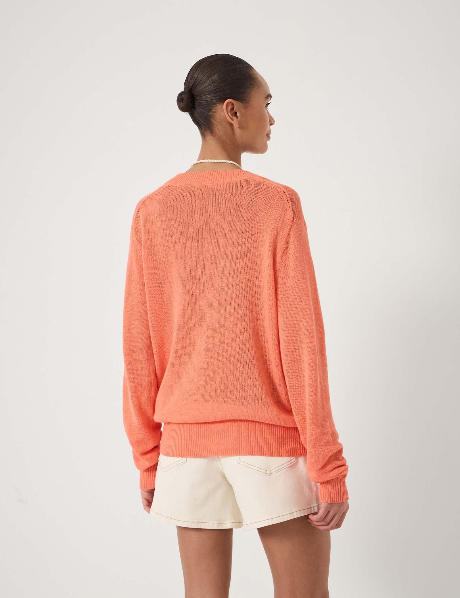 Linen Blend V-Neck Jumper - image 4
