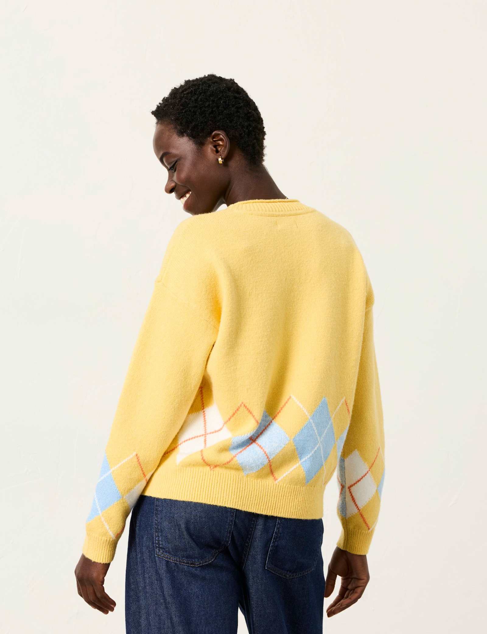 Cotton Rich Argyle Crew Neck Jumper - image 4