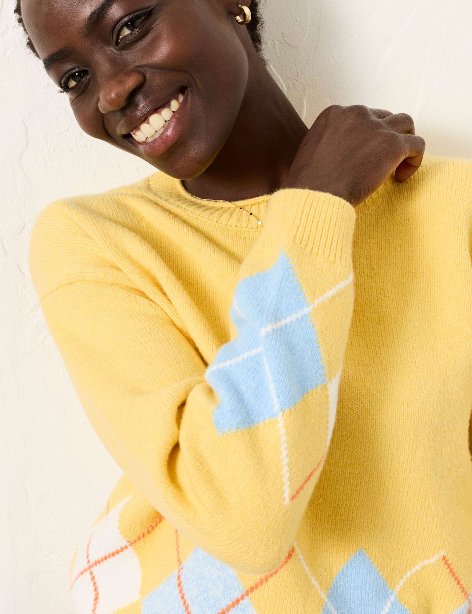Cotton Rich Argyle Crew Neck Jumper - image 3