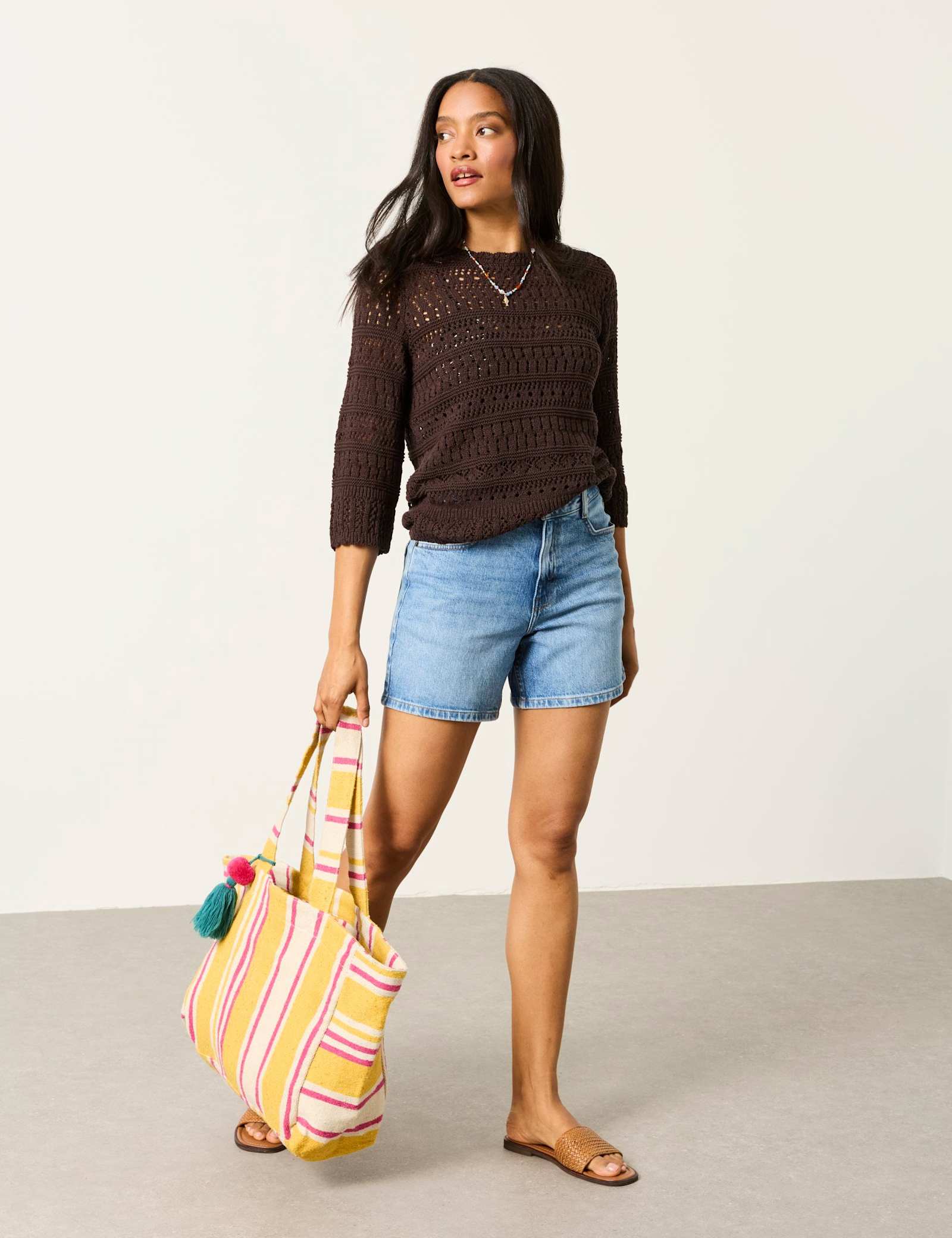Pure Cotton Pointelle Crew Neck Jumper - image 3