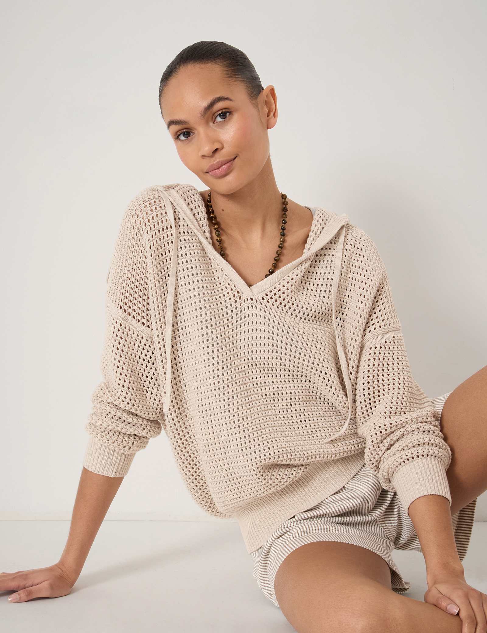 Pure Cotton Openstitch V-Neck Hoodie - image 5