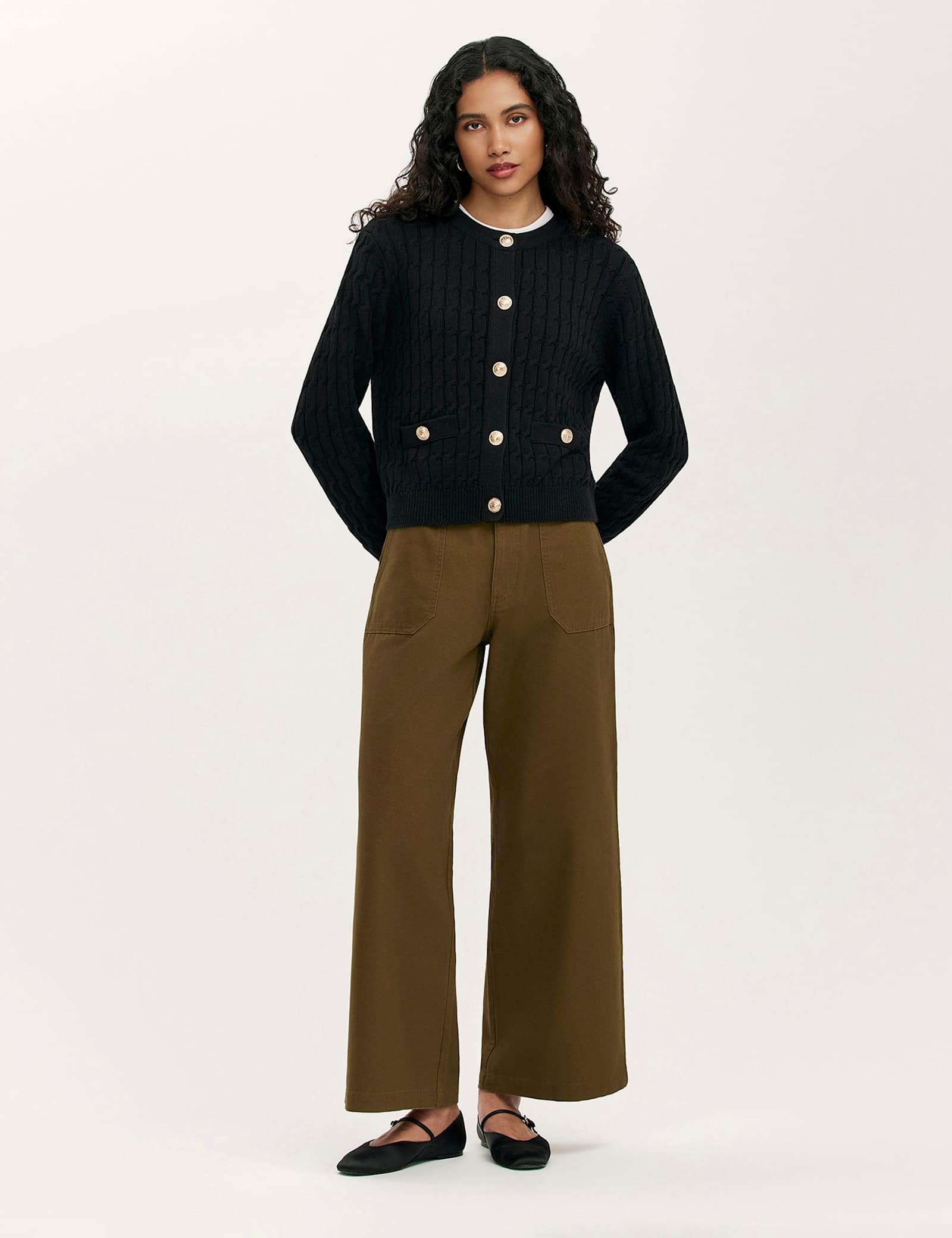 Pure Cotton Cable Knit Crew Neck Cardigan - image 4