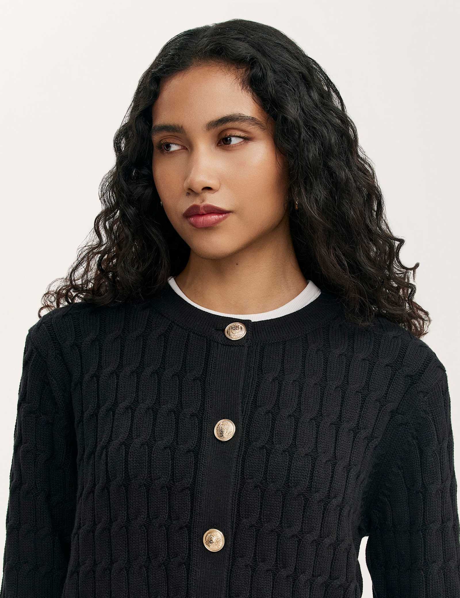 Pure Cotton Cable Knit Crew Neck Cardigan - image 2