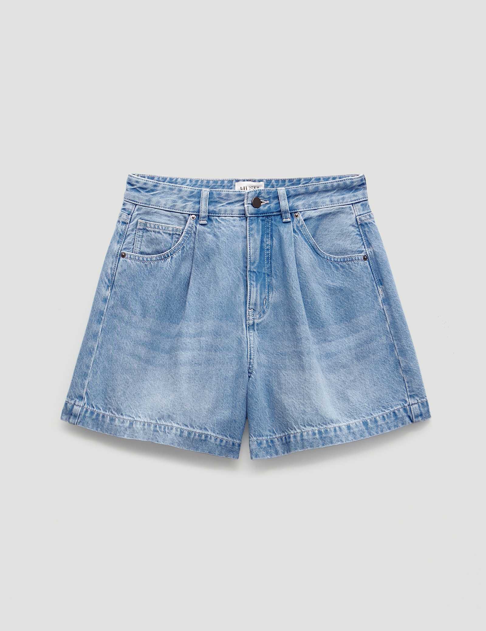 Denim Pleat Front Shorts - image 2
