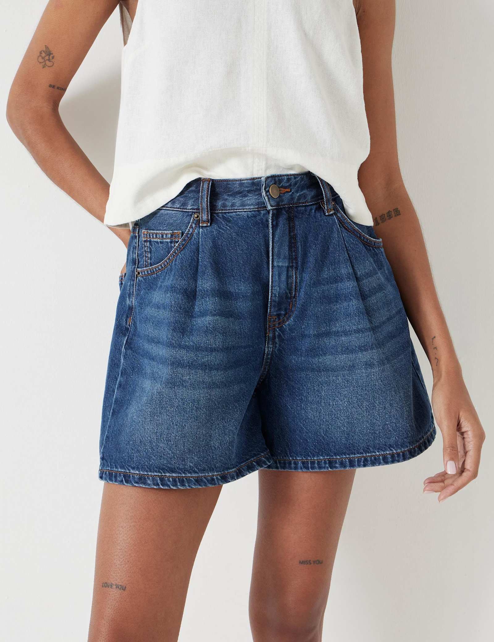 Denim Pleat Front Shorts - image 5