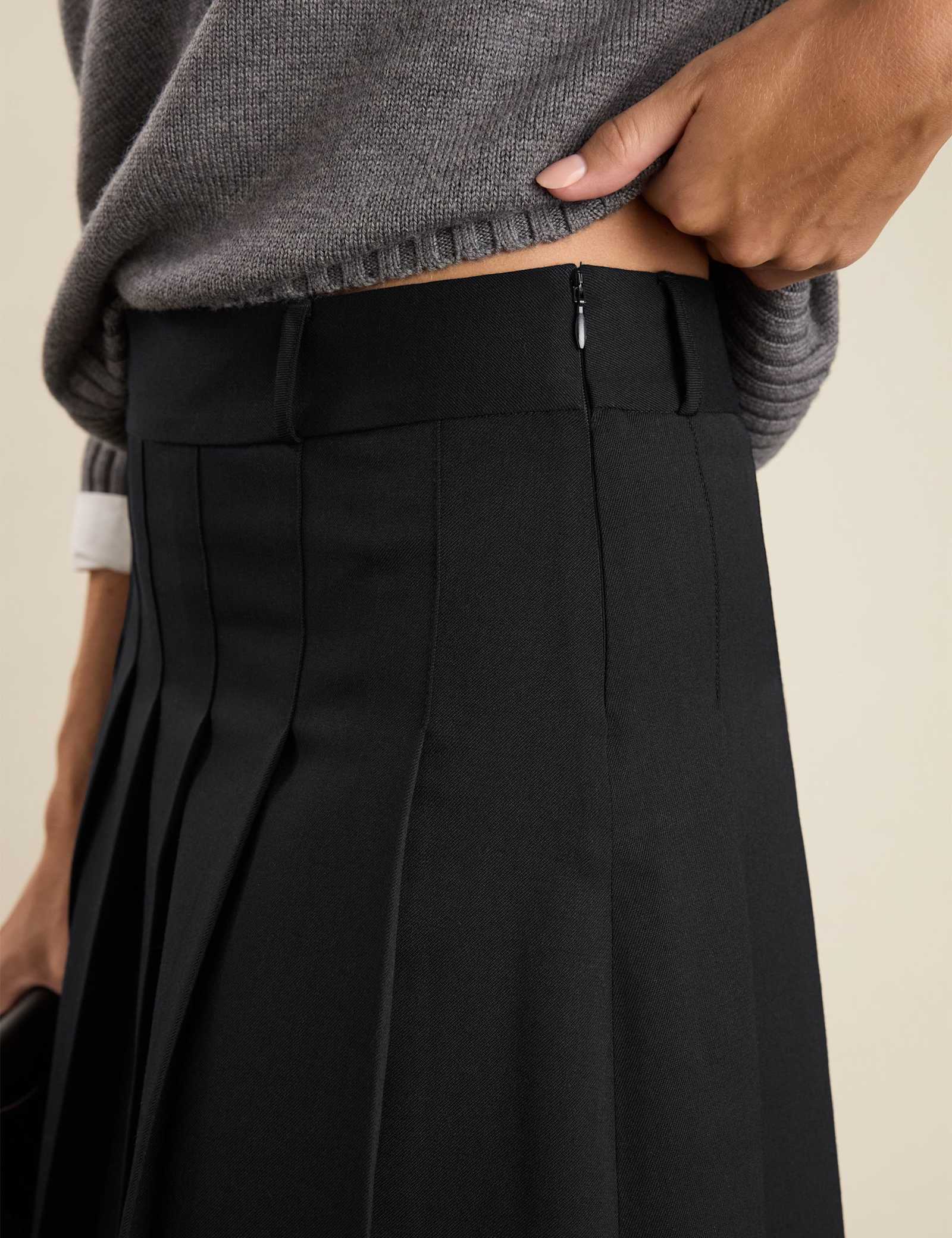 Wool Blend Pleated Midi A-Line Skirt - image 3