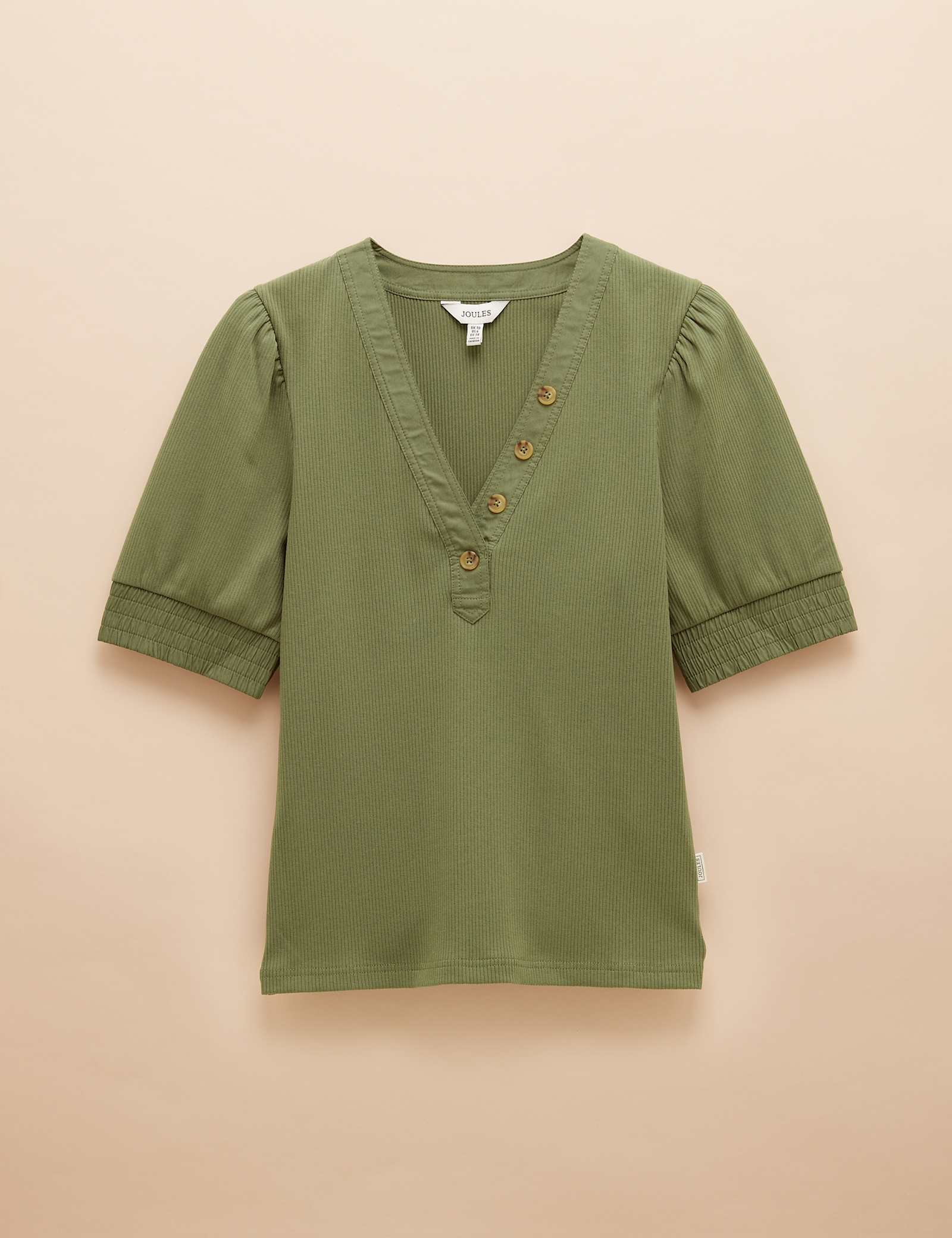Cotton-Rich V-Neck Button Detail Top - image 2
