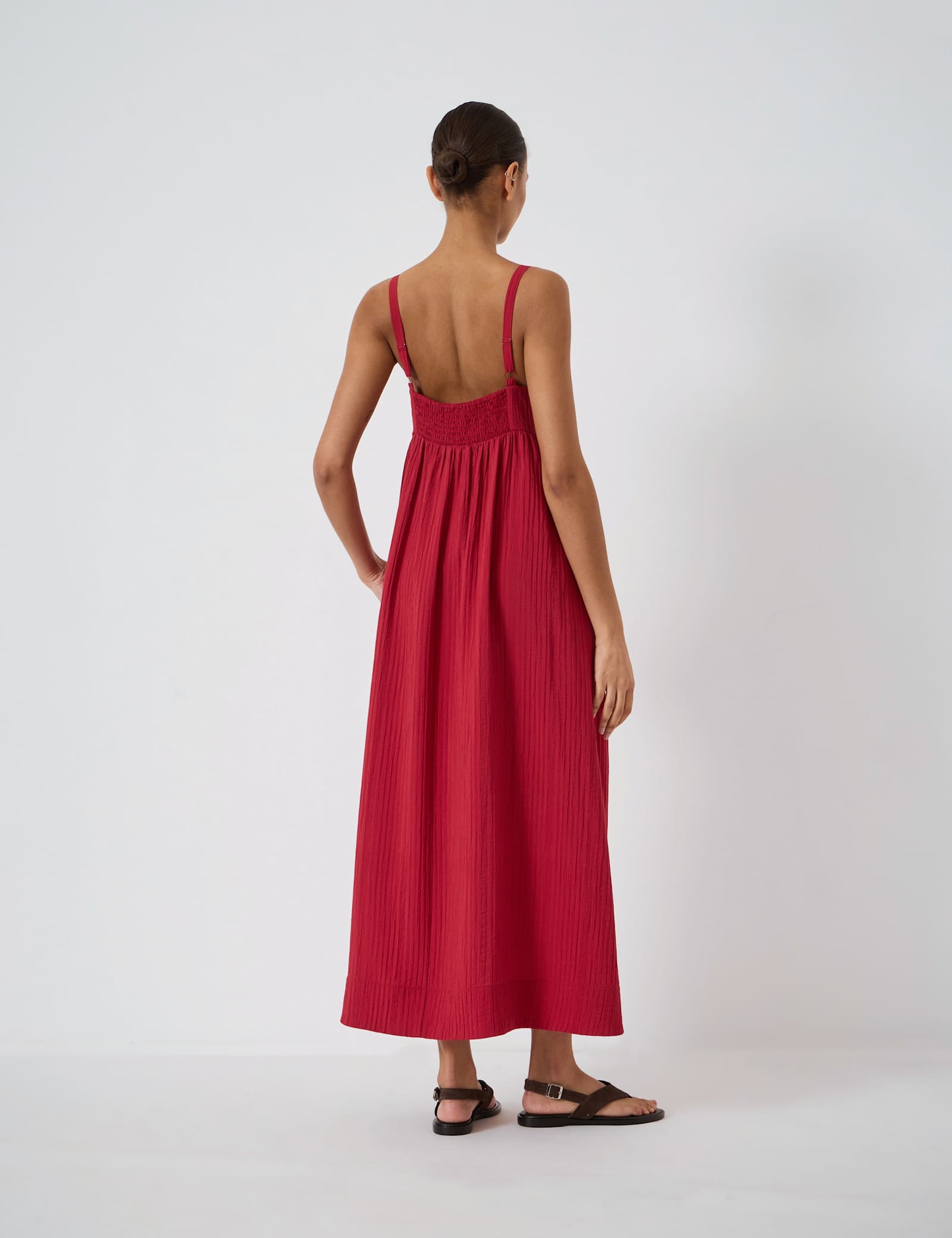 Crinkle Gathered Strappy Maxi Smock Dress - image 4