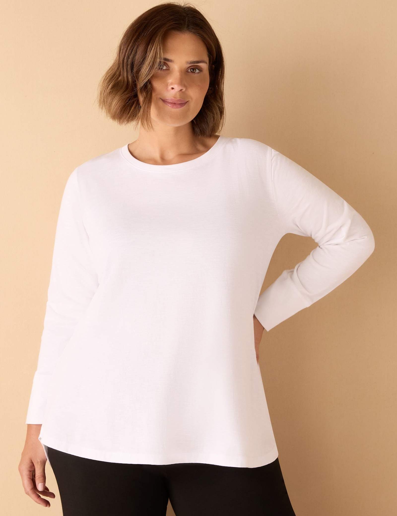 Cotton Blend Slub Crew Neck Top - image 3