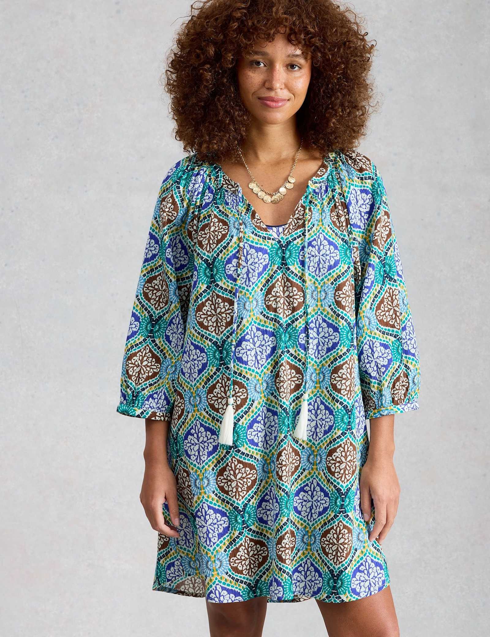 Pure Cotton Printed Mini Beach Dress - image 5