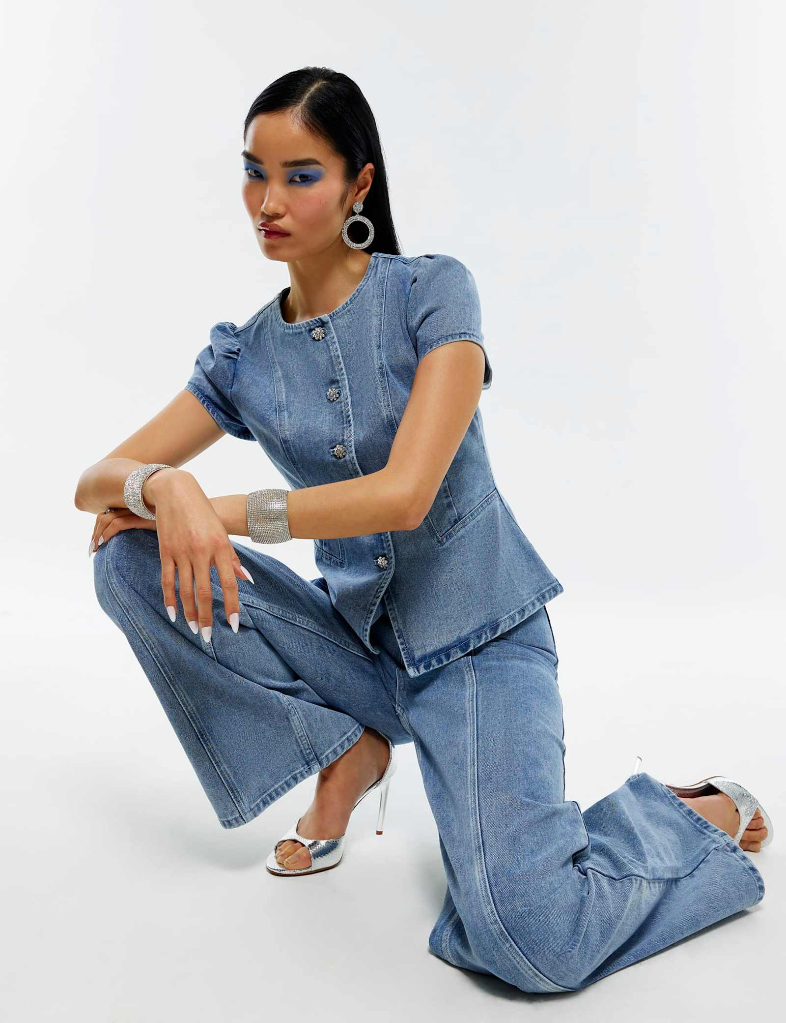 Embellished High Waisted Wide Leg Jeans - image 3