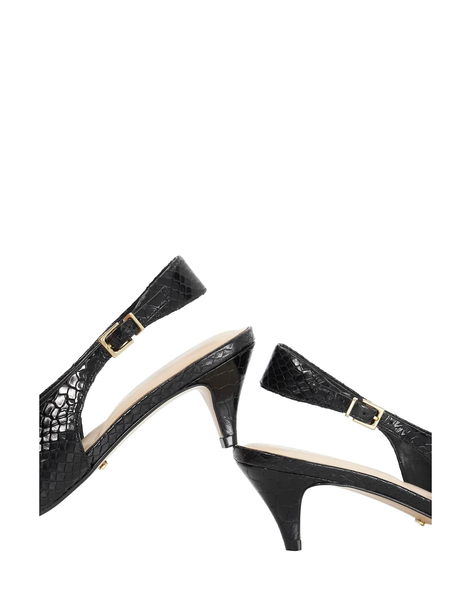 Leather Snakeskin Kitten Heel Slingback Shoes - image 3