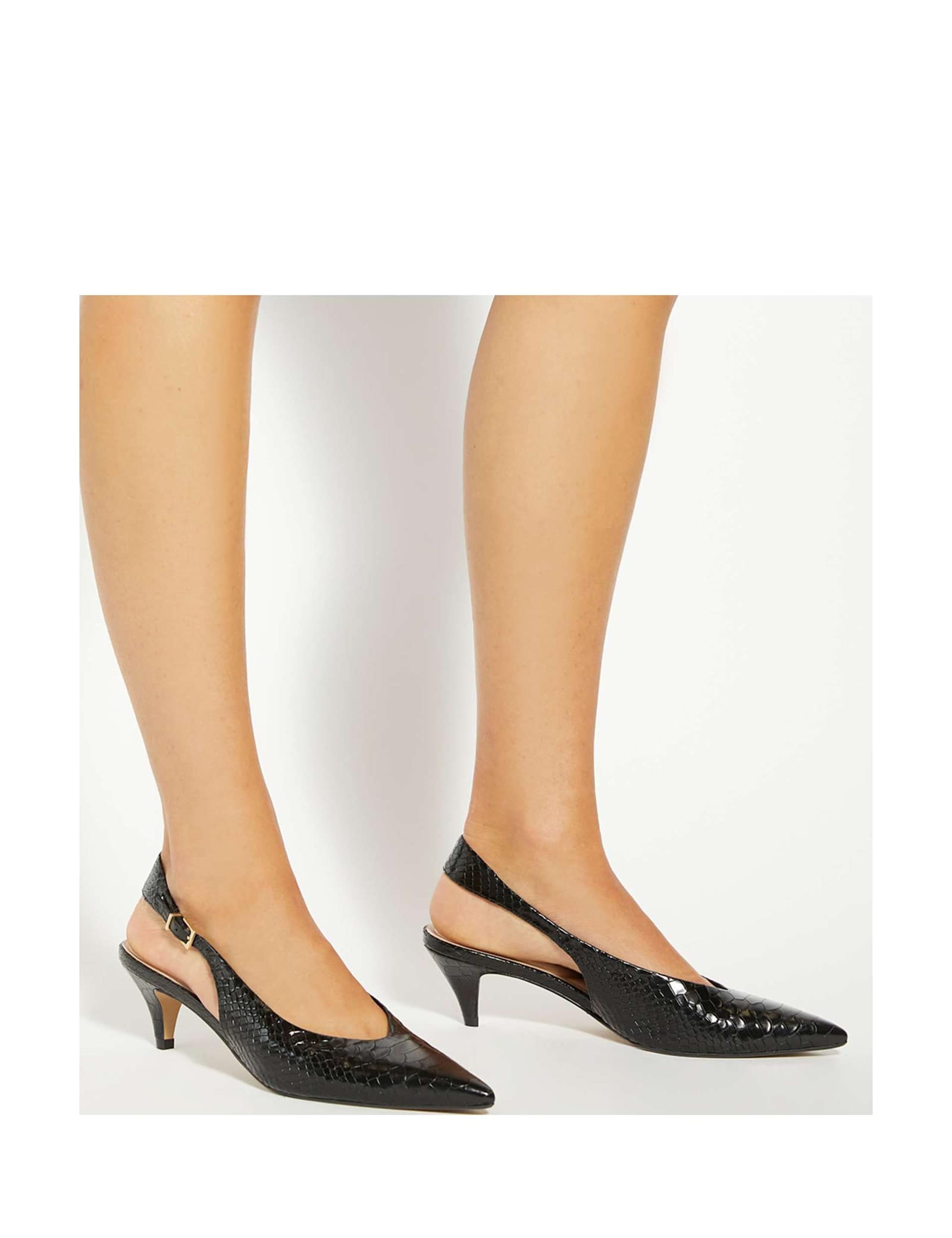 Leather Snakeskin Kitten Heel Slingback Shoes - image 2