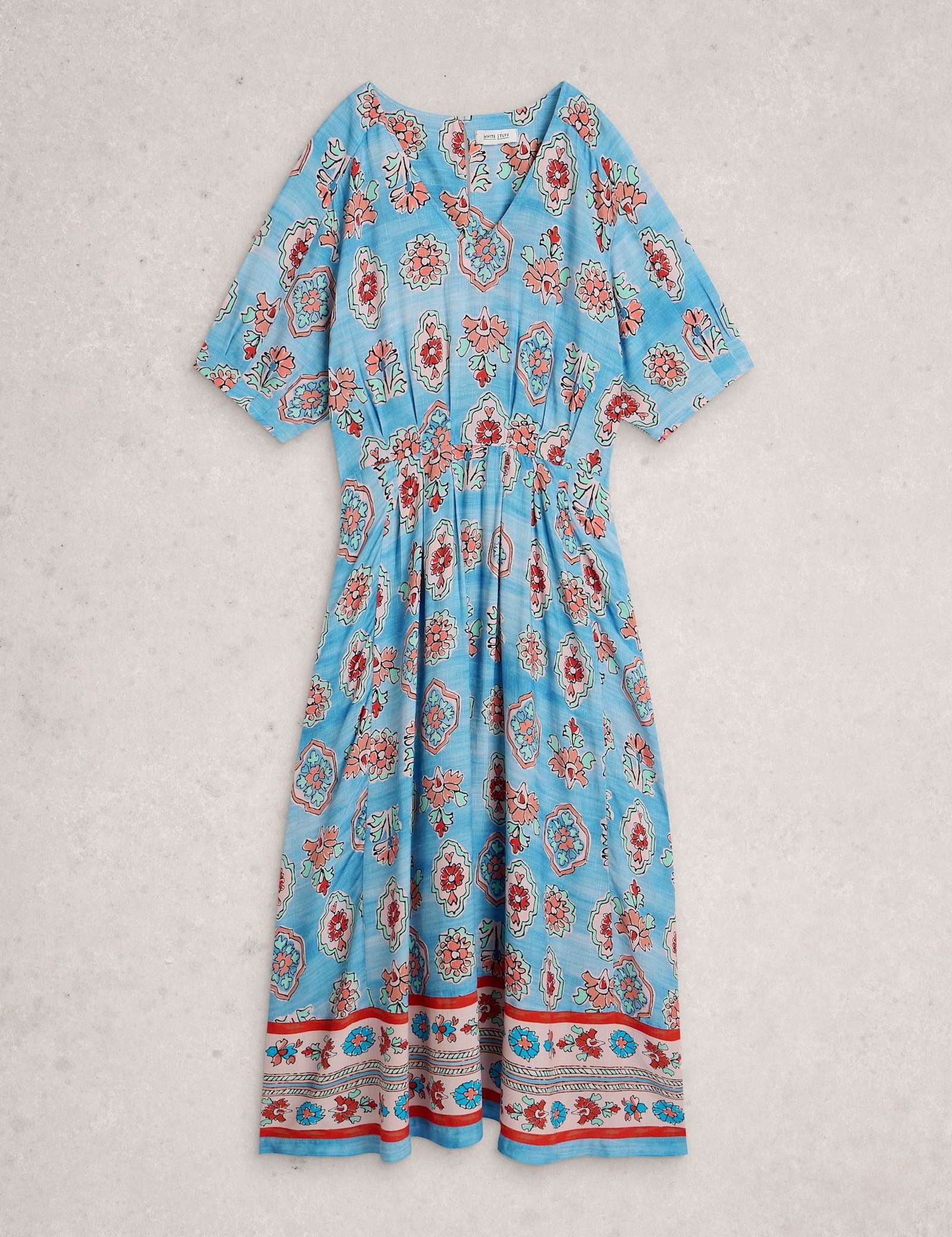Floral V-Neck Midi Skater Dress - image 1