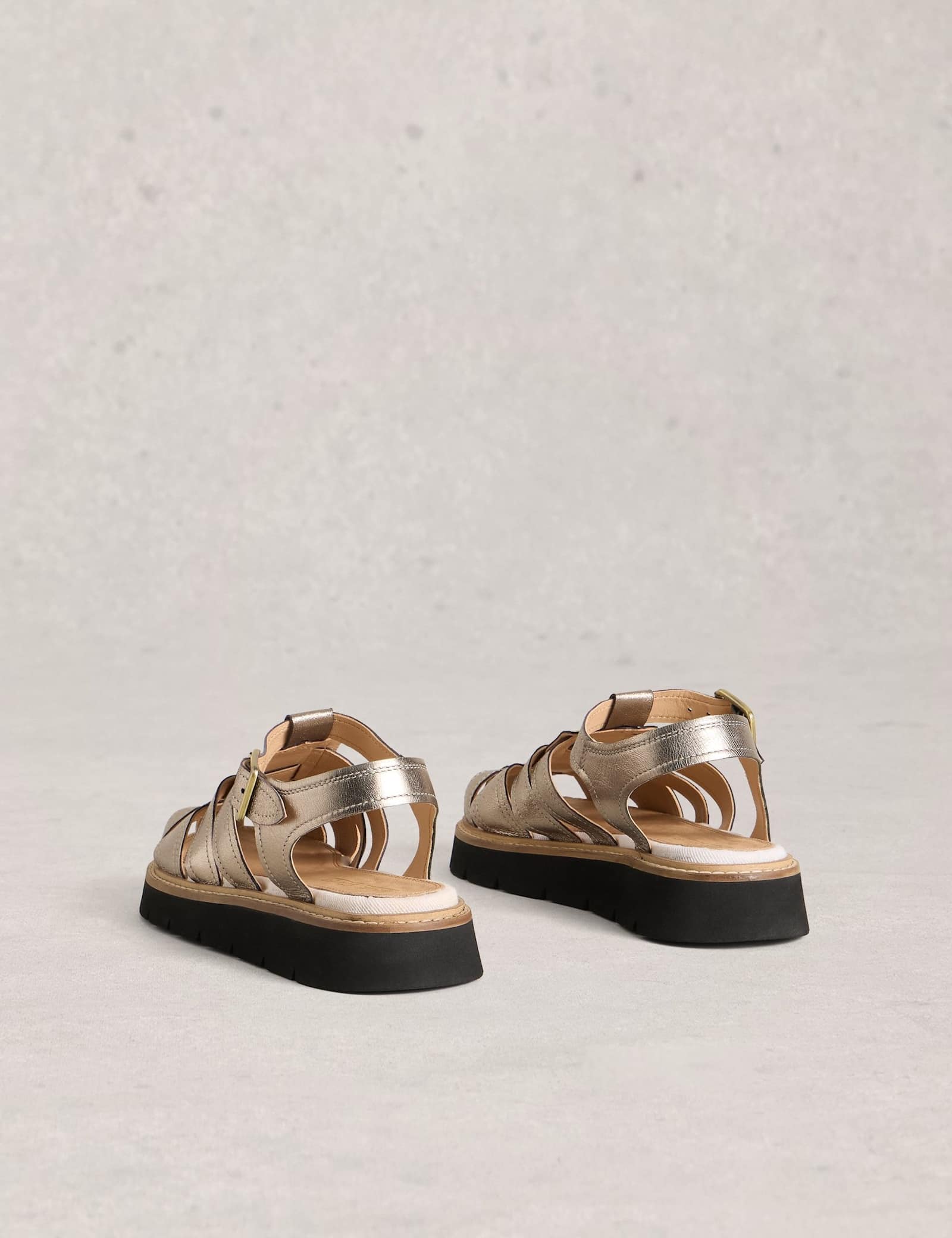 Leather Metallic Flat Gladiator Sandals - image 3