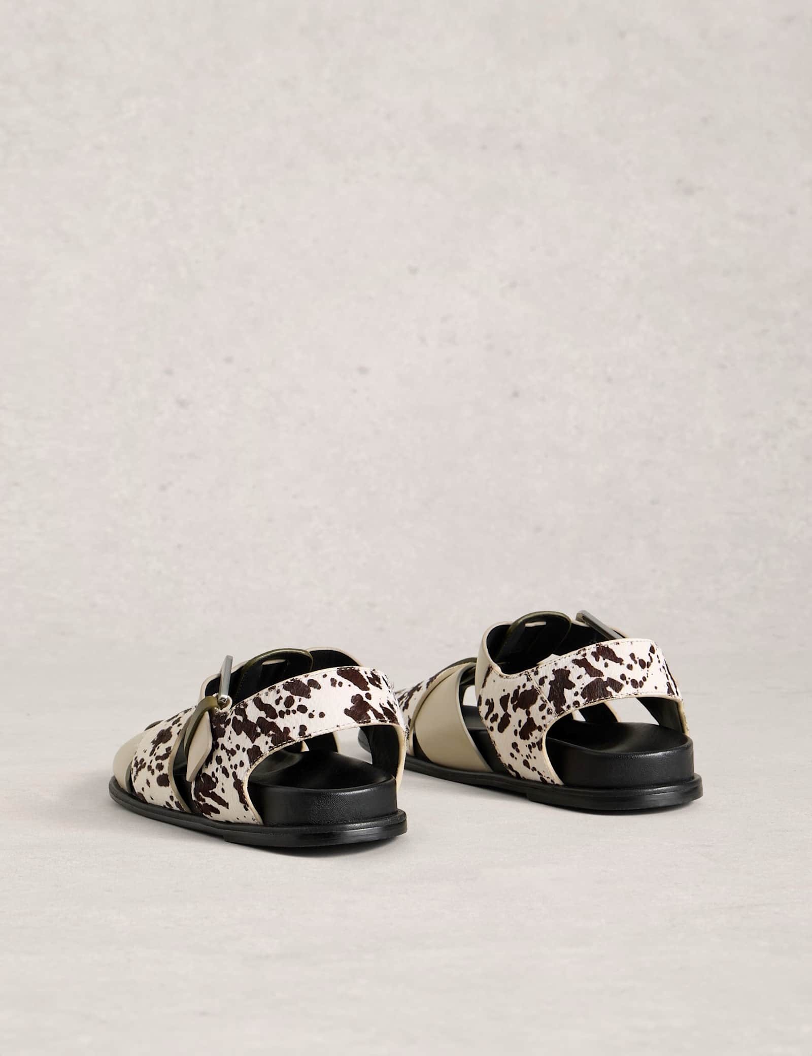 Leather Metallic Buckle Gladiator Sandals - image 3