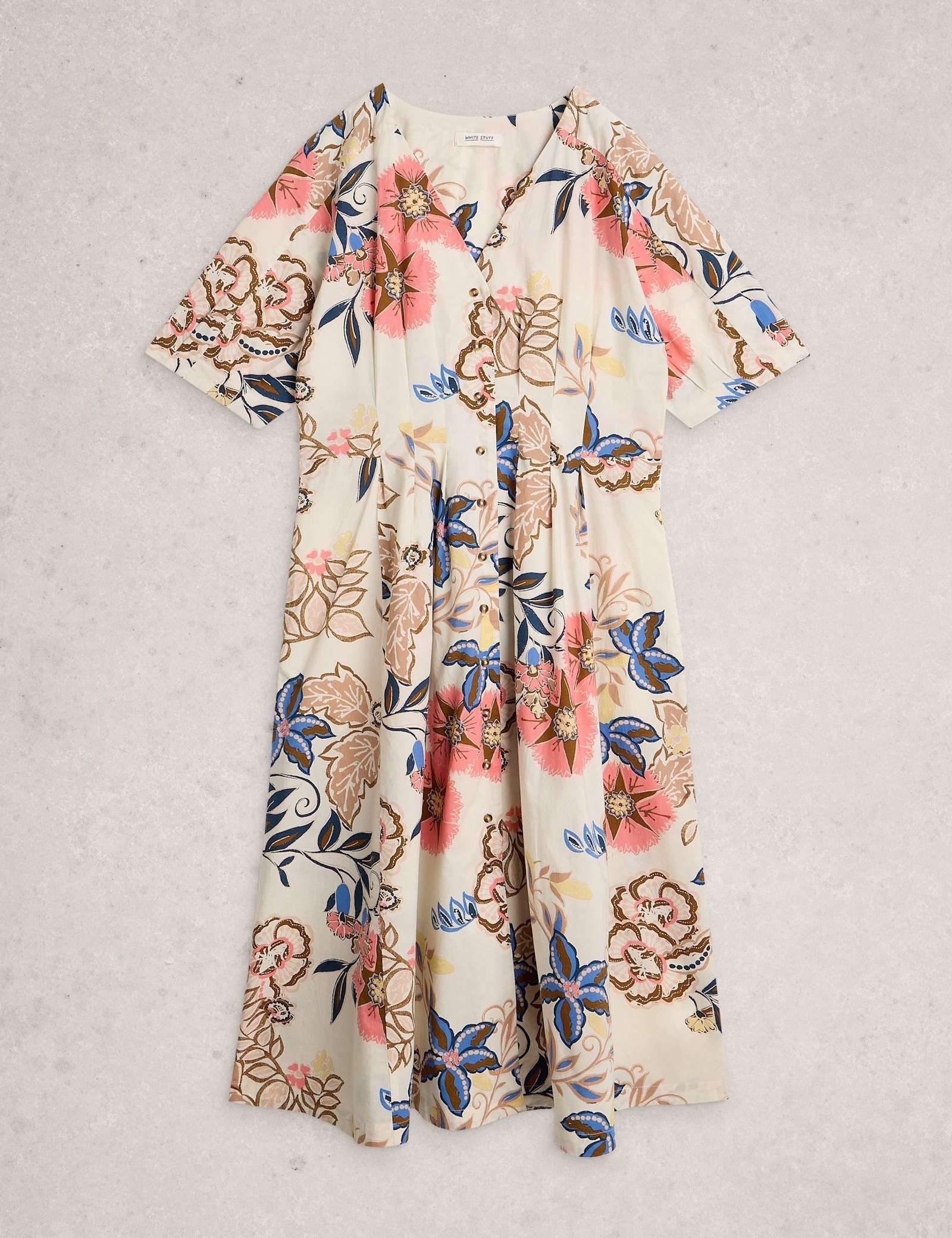 Pure Cotton V-Neck Midi Waisted Dress - image 2
