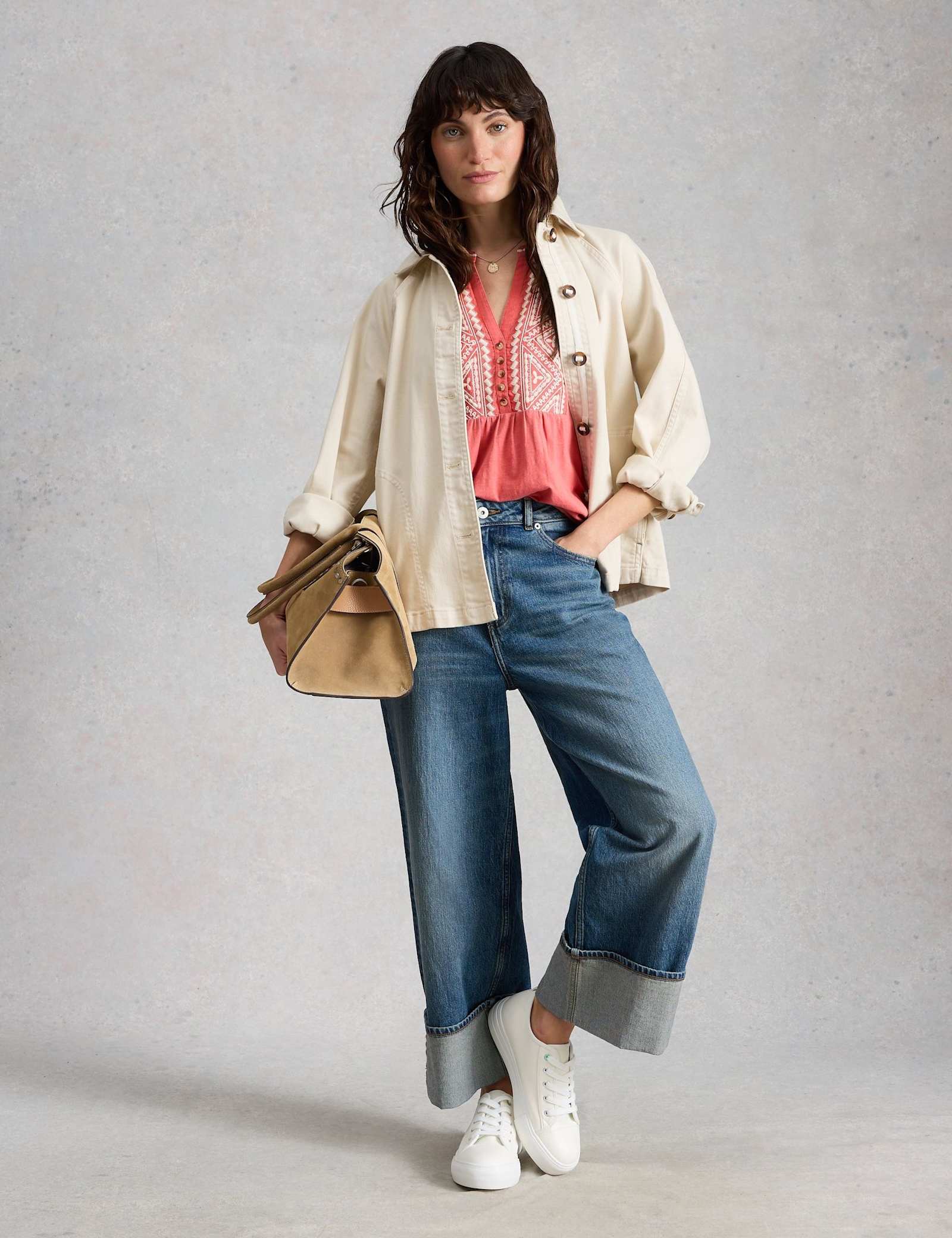 Pure Cotton Embroidery Tie Hem Top - image 3