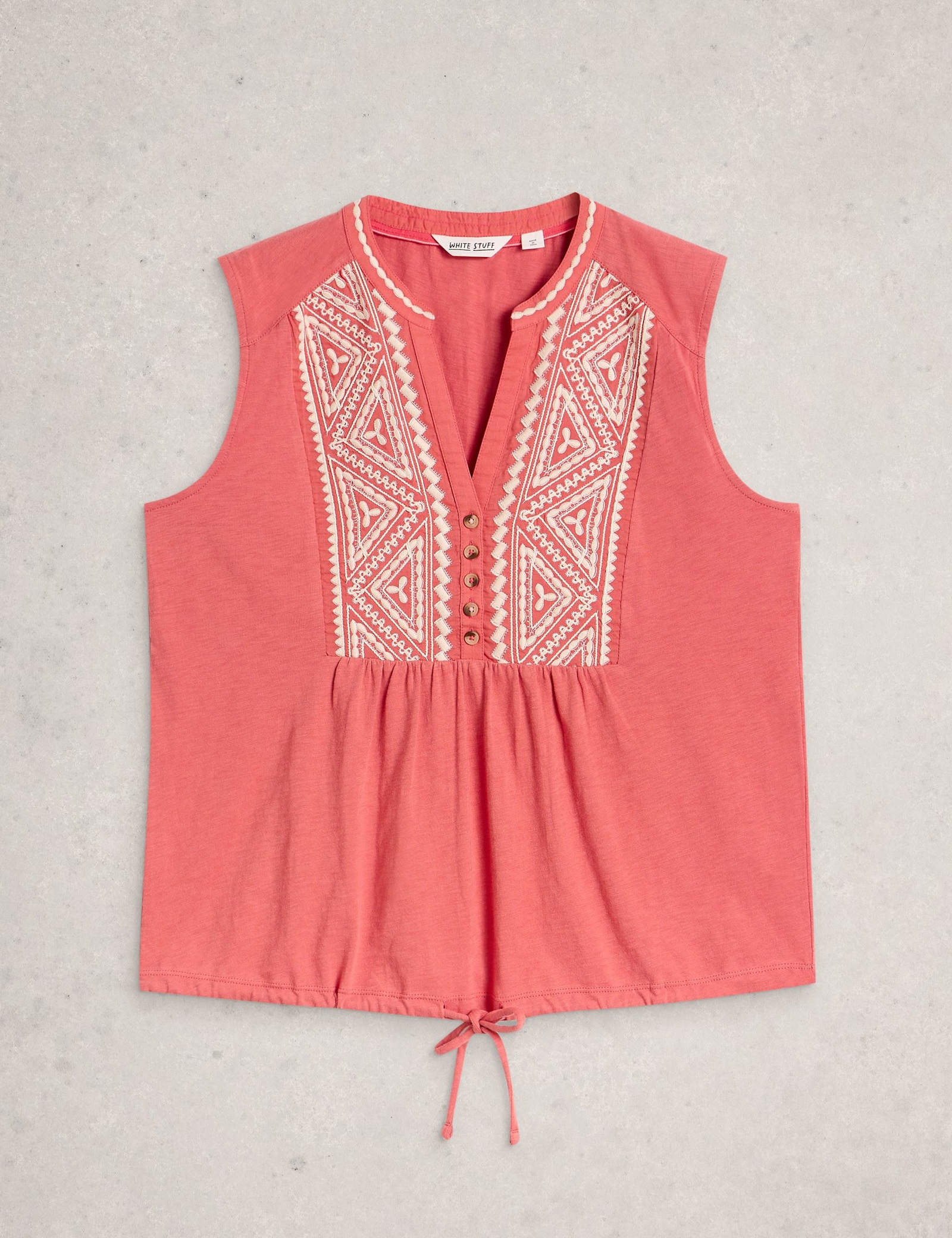 Pure Cotton Embroidery Tie Hem Top - image 1