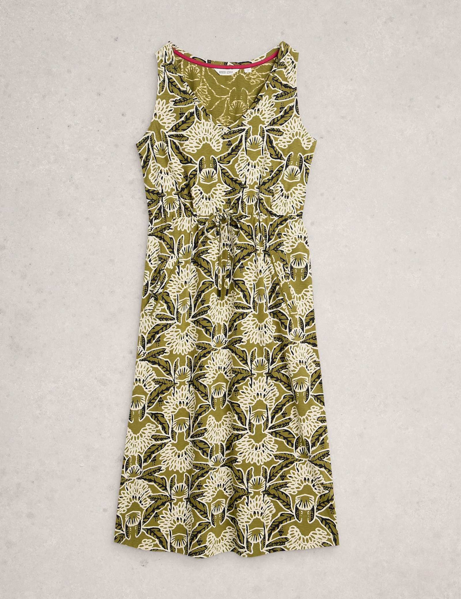 Pure Cotton Jersey Printed Midi Waisted Dress - image 1