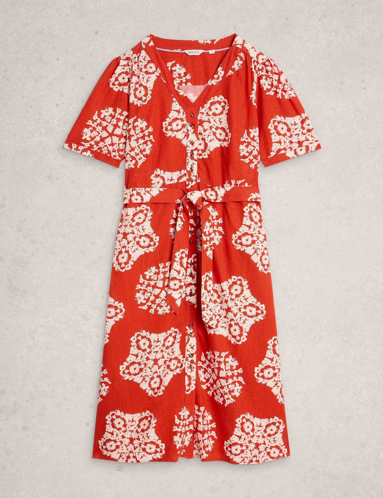 Linen Rich Printed Midi Tea Dress - image 2