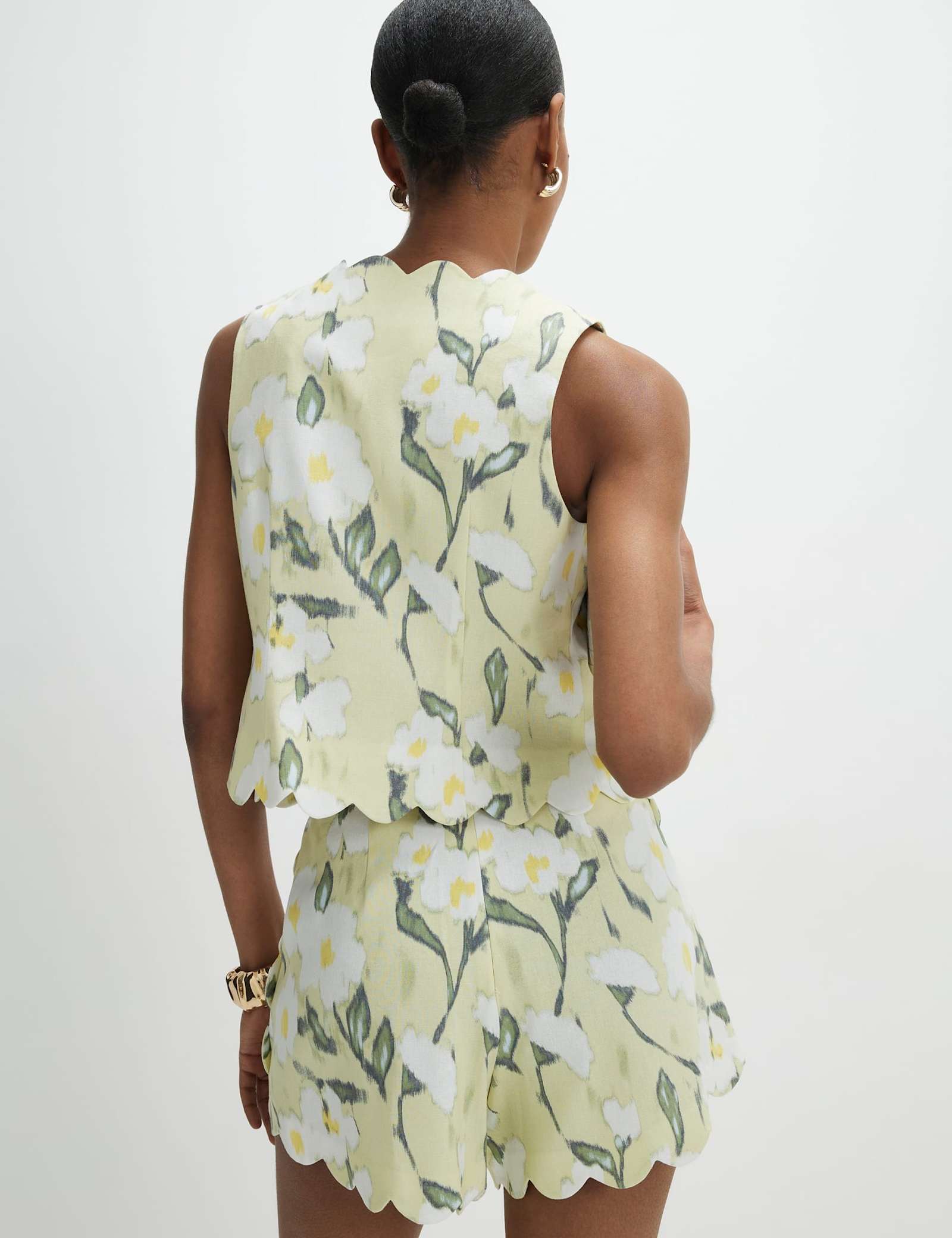 Linen Rich Floral Single Breasted Waistcoat - image 2