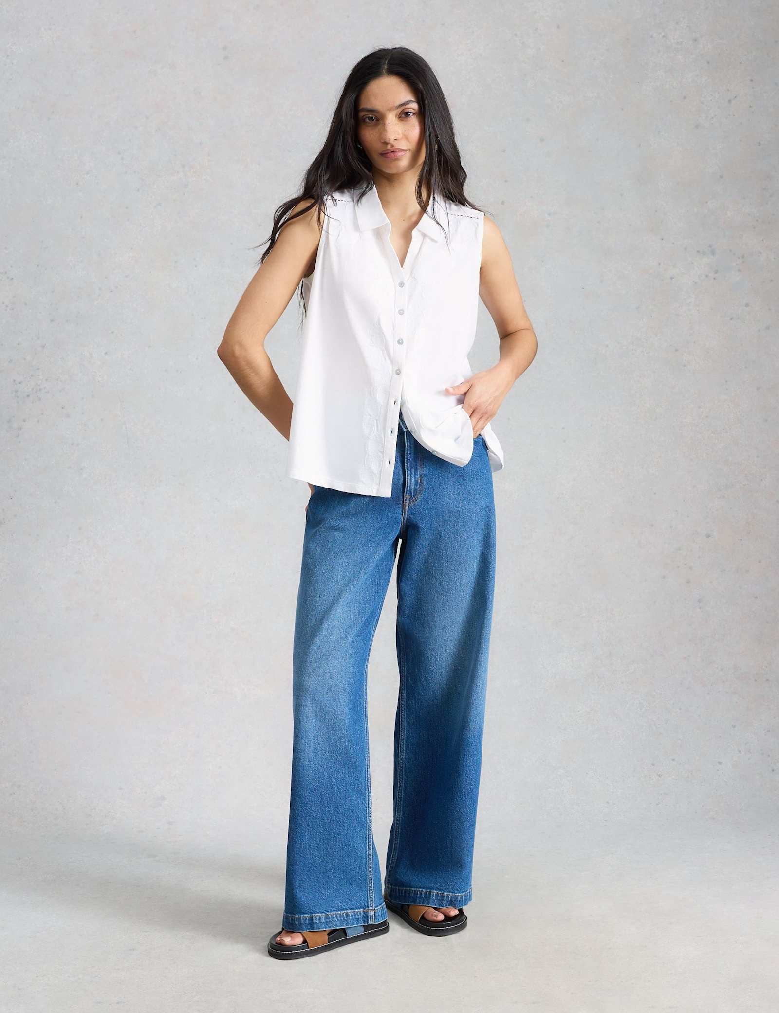 Pure Cotton Embroidered Sleeveless Shirt - image 4