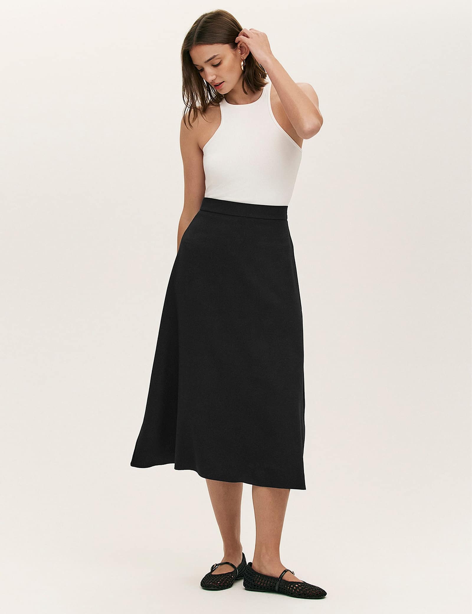 Crepe Midi A-Line Skirt - image 5