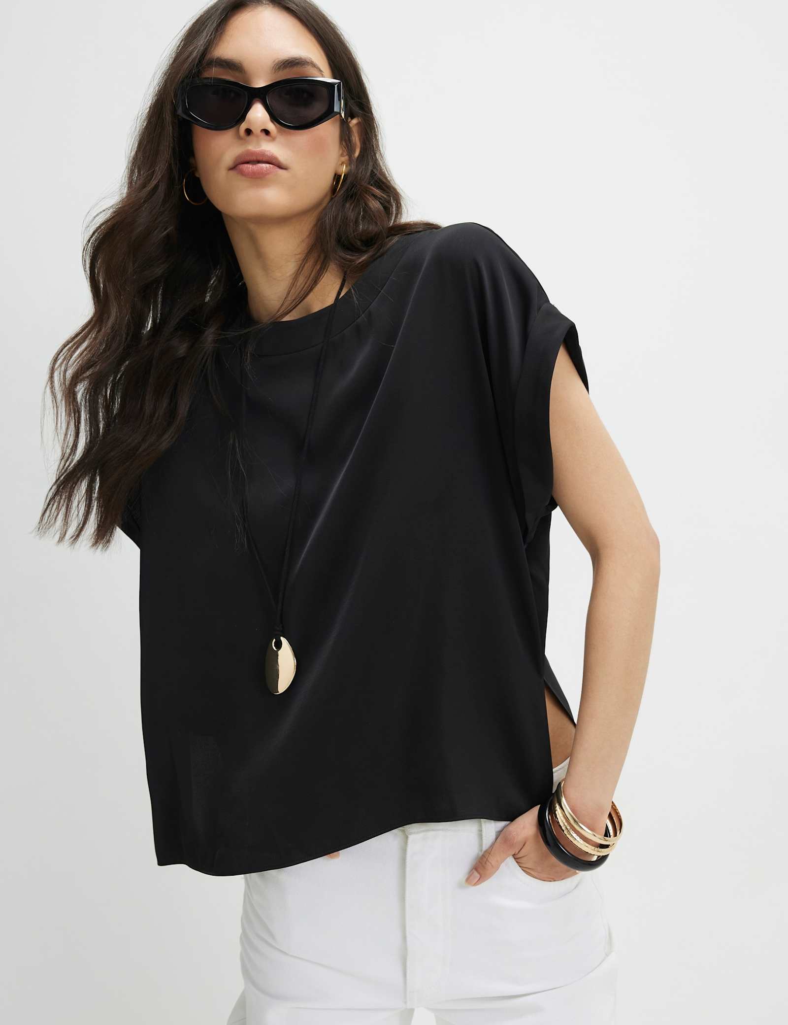Satin Turn Back Cuff T-Shirt - image 1